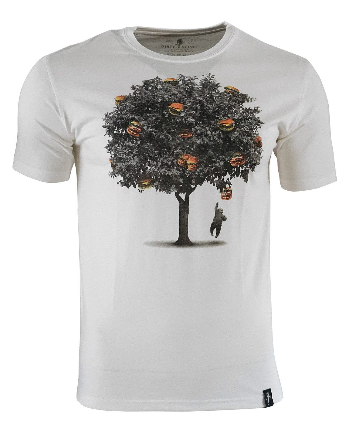 Dirty Velvet T-Shirt DIRTY VELVET Herren T-Shirt BURGER TREE-Weiss-M