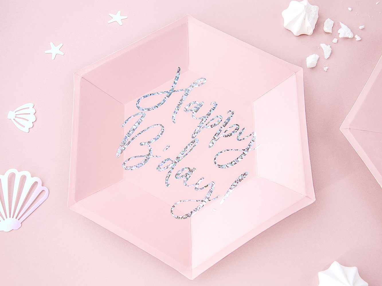partydeco Pappteller, Pappteller Happy B'day! 20cm rosa 6er Set