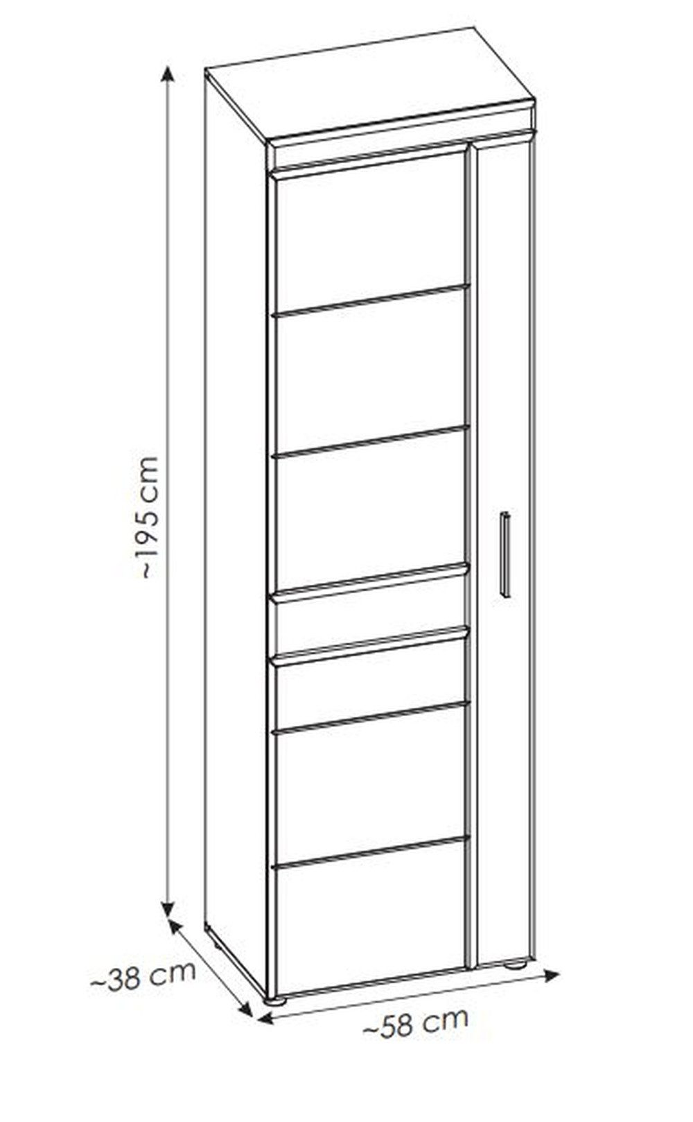 freiraum Garderobenschrank GRANO 4 Böden, 1 Stange, Viking Eiche Dekor / Kosmos Grau - 58x195x38 (BxHxT