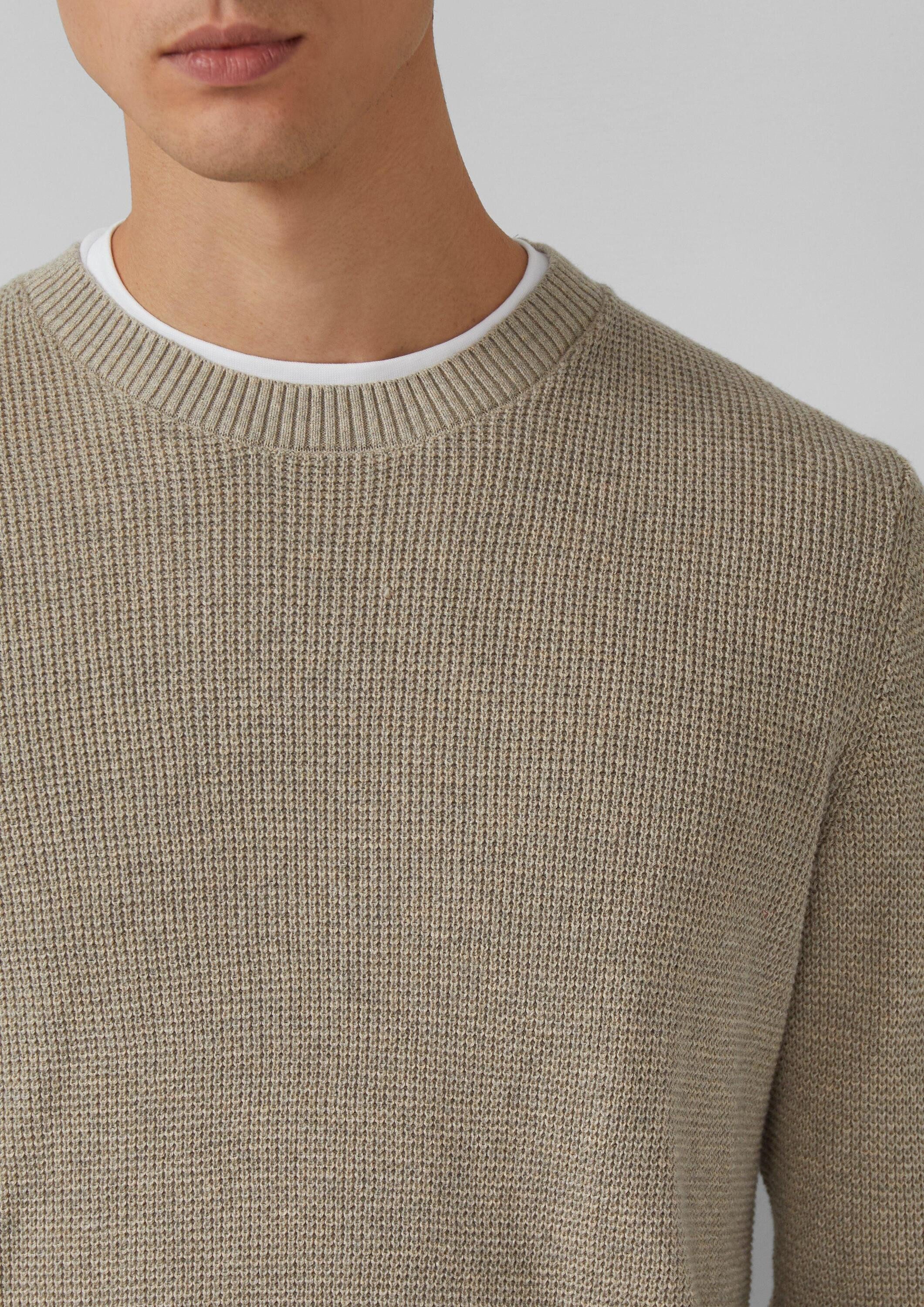 s.Oliver Longpullover Strickpullover Strickpullover mit Crew Neck und Strukturmuster