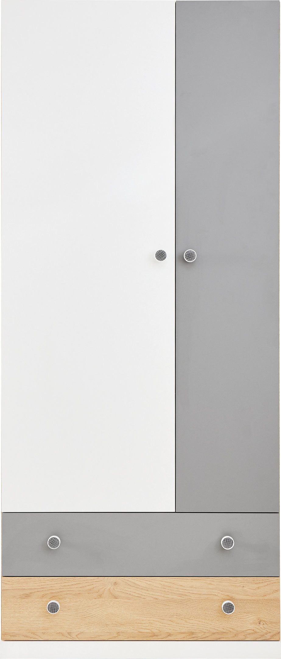 Masseno Drehtürenschrank BRERA 80 cm Kleiderschrank 2 Türen und 2 Schubladen Grau