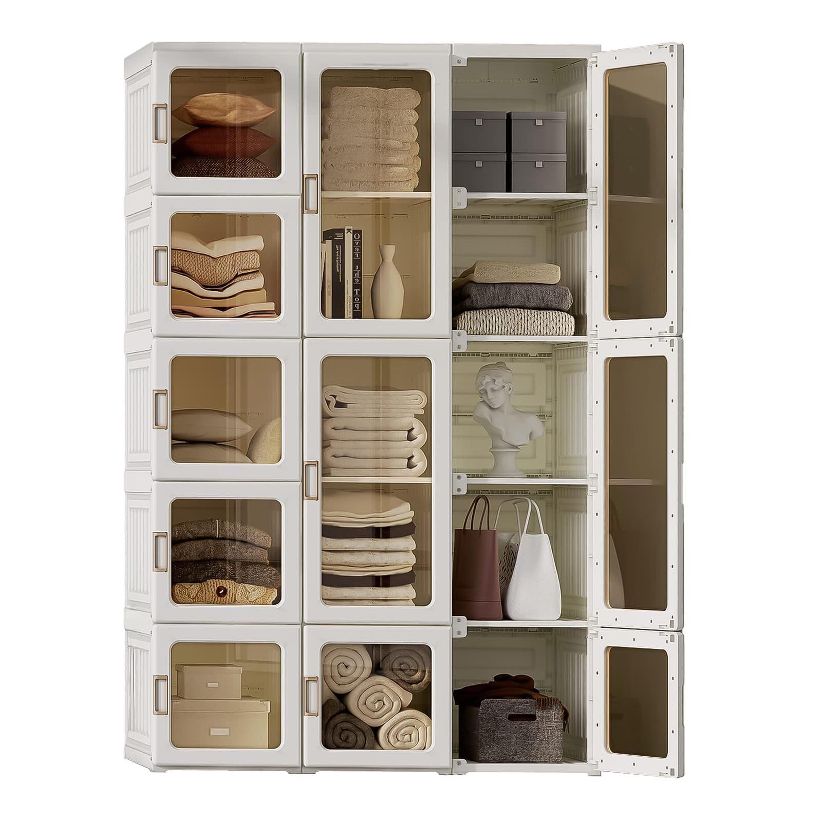 Dripex Kleiderschrank Faltbarer Schrank Mehrzweckschrank mit magnetische Tü günstig online kaufen