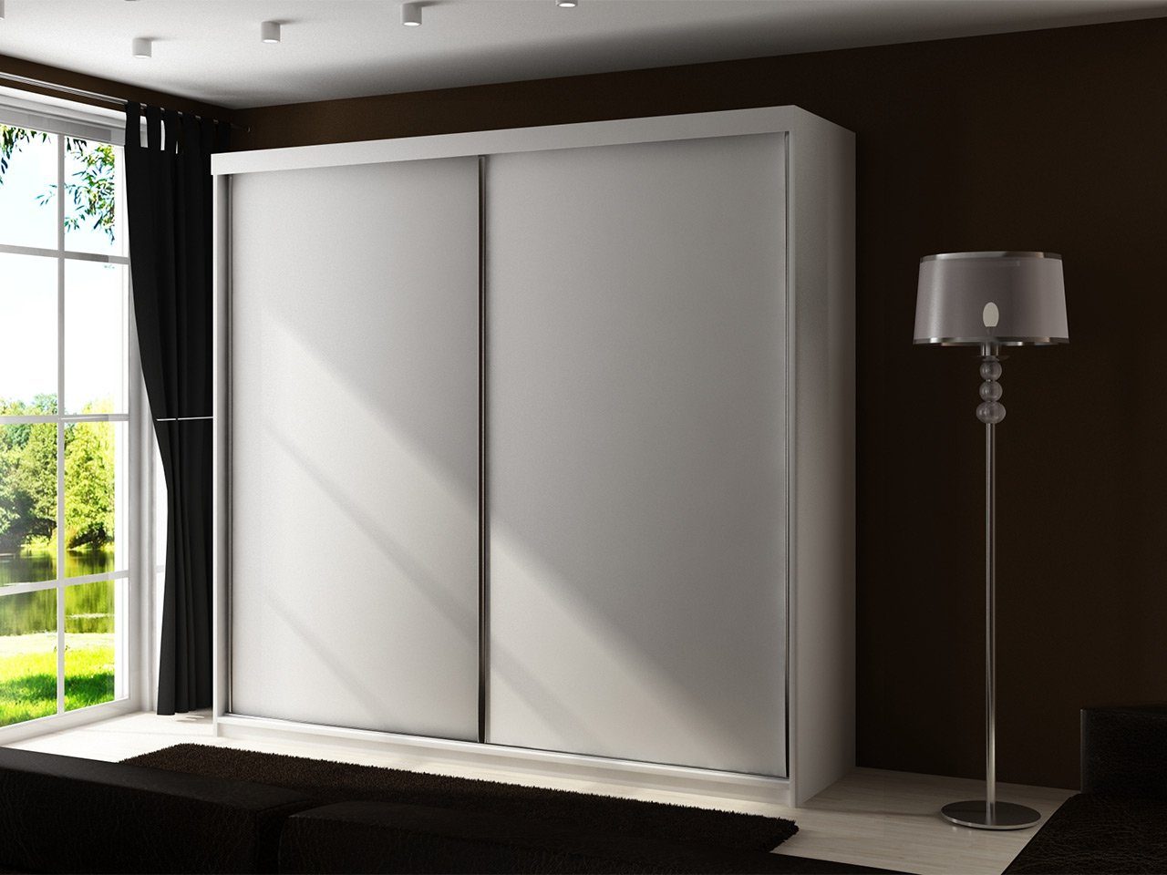 MIRJAN24 Kleiderschrank Top 25/200 (mit 2 Schiebetüren) mit Kleiderstange und Einlegeplatten