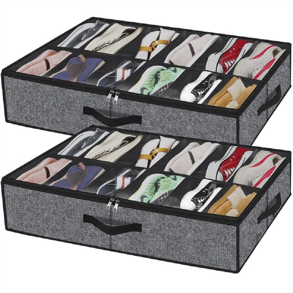 LIANNA Aufbewahrungsbox Schuhbox 12 Paar, transparent, Ordnung & Schutz, 2er Set (Set, 2 St., Praktische Schuhbox 12 Paar, durchsichtig, mit Griff & Zipper), Platz für bis zu 12 Paar Schuhe – ideal für Ordnung im Schrank