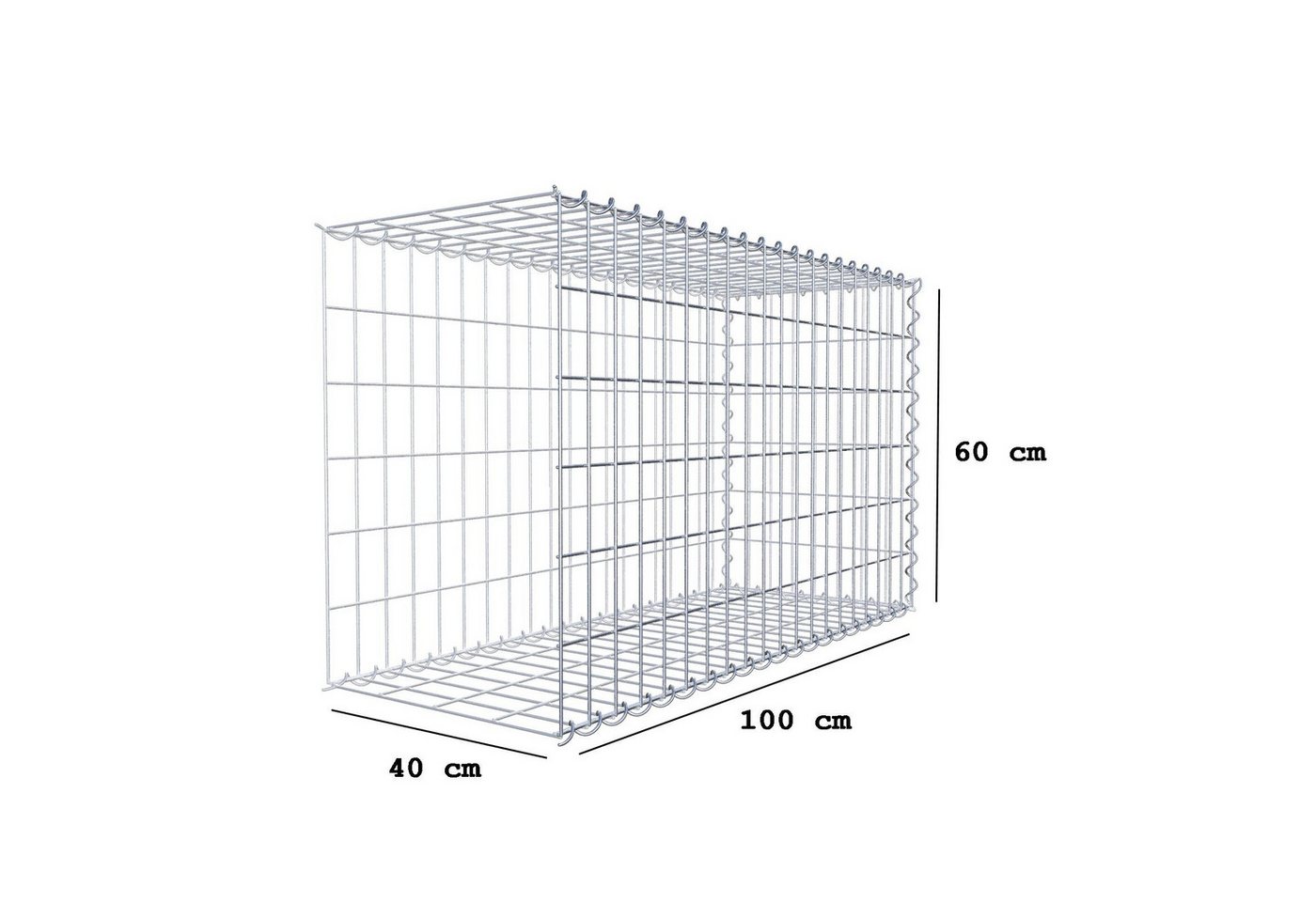 Thumbnail - Gabiona Gabionenzaun Anbaugabione Typ 2 100 cm x 60 cm x 40 cm (L x H x T), Maschenweite 5, (Anbaugabione Typ 2 100 cm x...