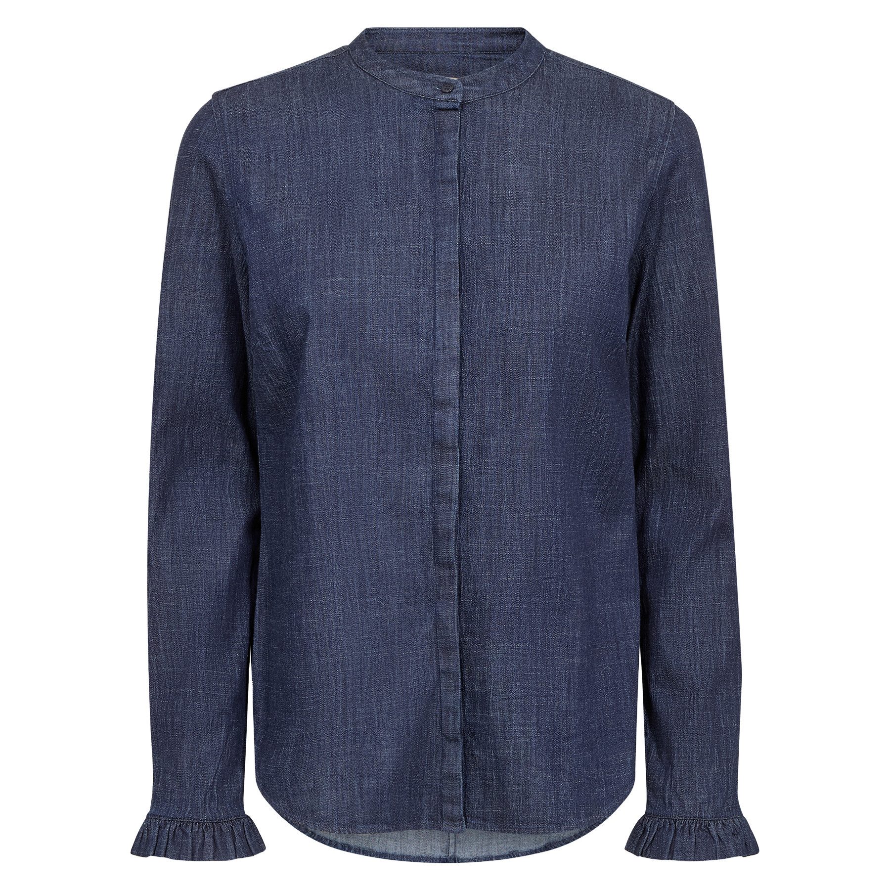 Mos Mosh Langarmbluse MOS MOSH Bluse MATTIE DENIM mit Lyocell - Dark Blue