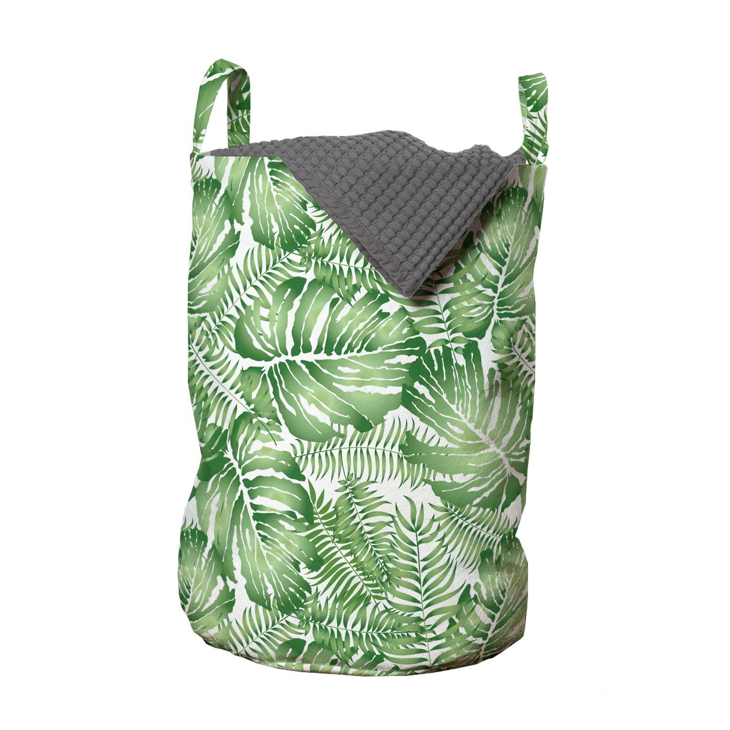 Abakuhaus Wäschesäckchen Wäschekorb mit Griffen Kordelzugverschluss für Waschsalons, Tropisch Exotische Zier Palm
