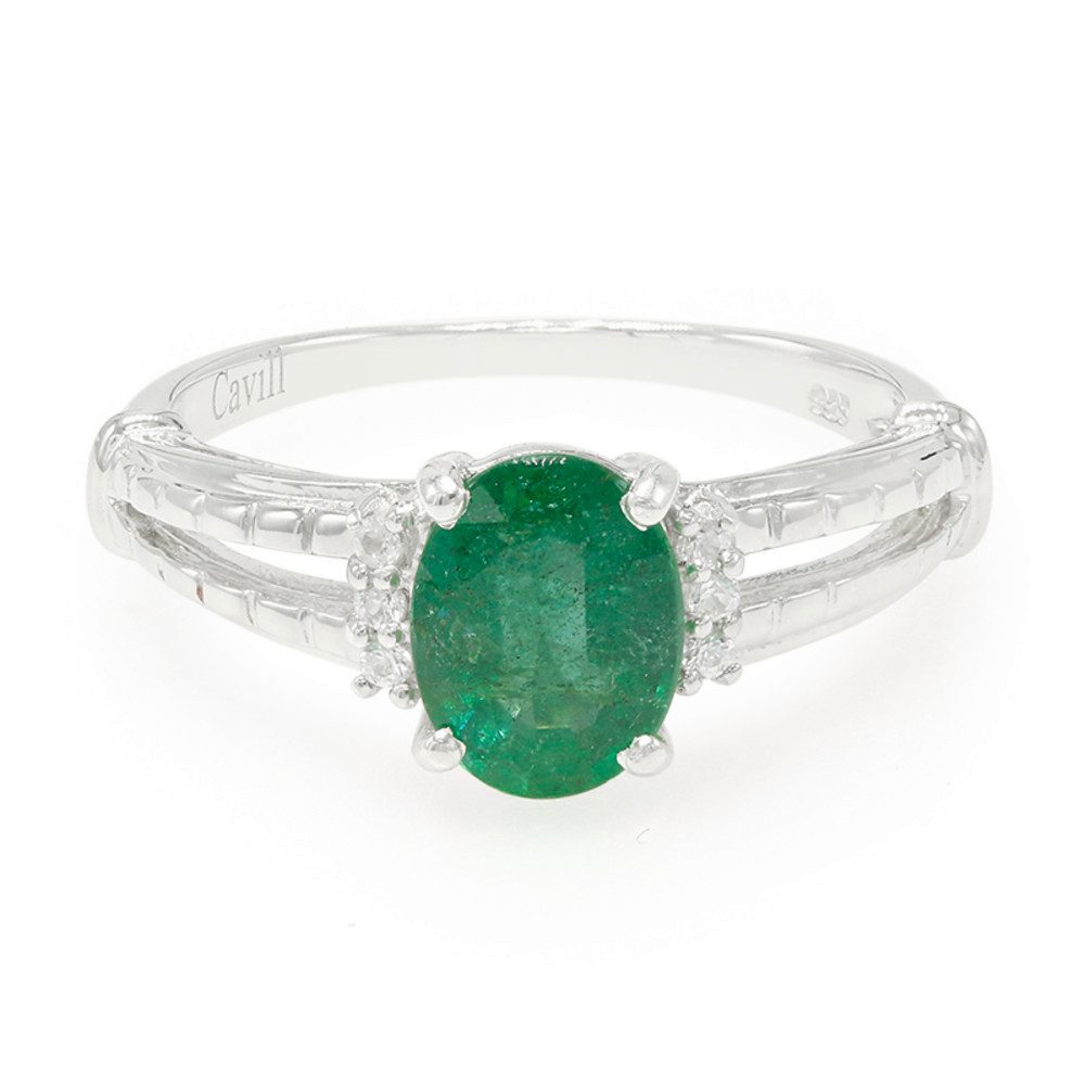 Cavill Silberring Bahia Silberschmuck Ring 1,05 ct Smaragd Oval mit Zirkonen, 925er (1-tlg)