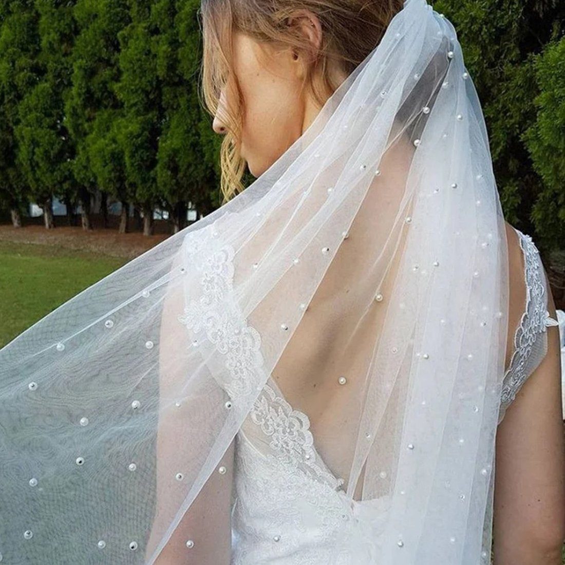 Diadem Schleier Kamm Haar Hochzeit GLAMO Kirche Braut Zubehör