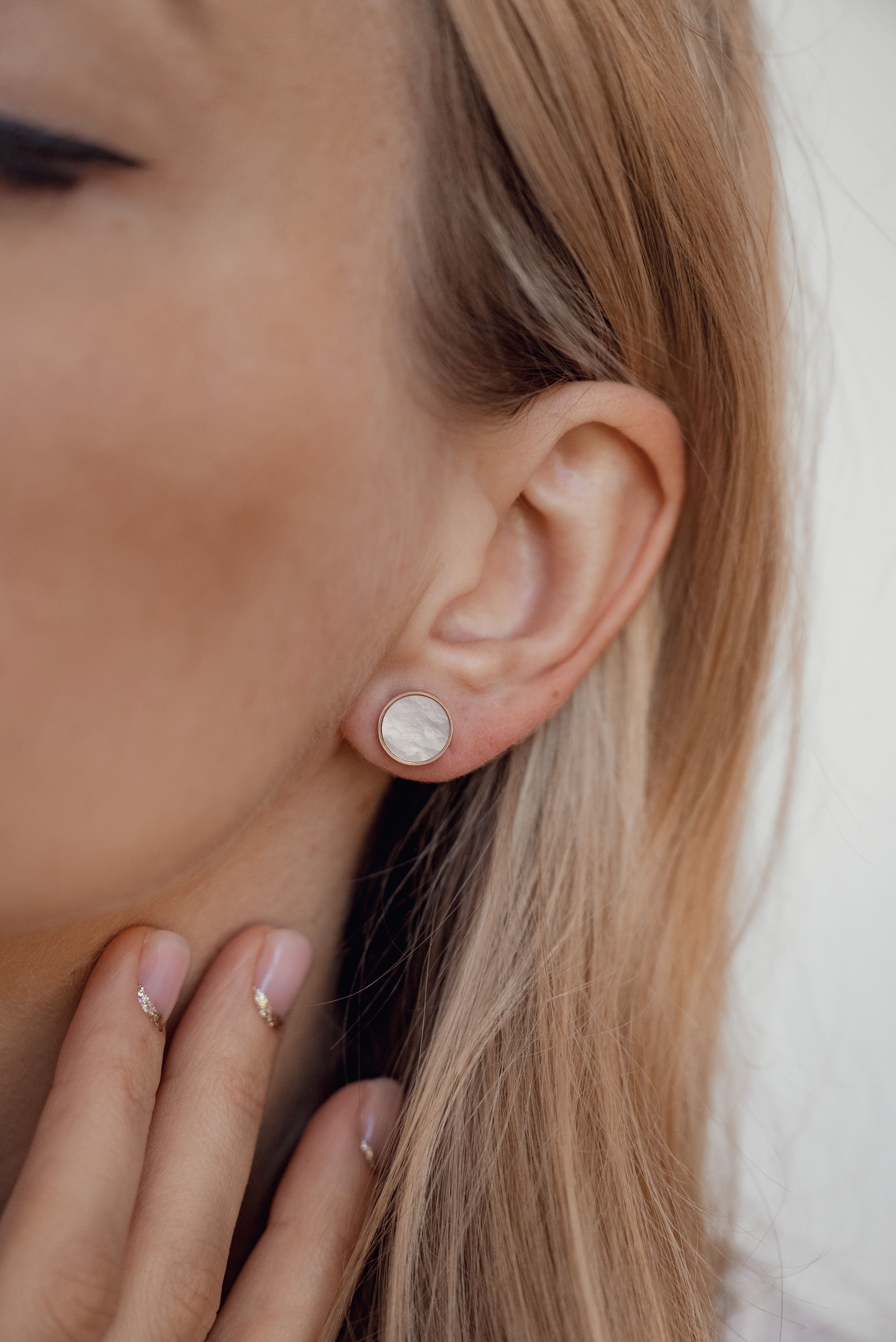 Hey Happiness Paar Ohrstecker Kreis Muschelschale, Runde Edelstahl Ohrringe günstig online kaufen