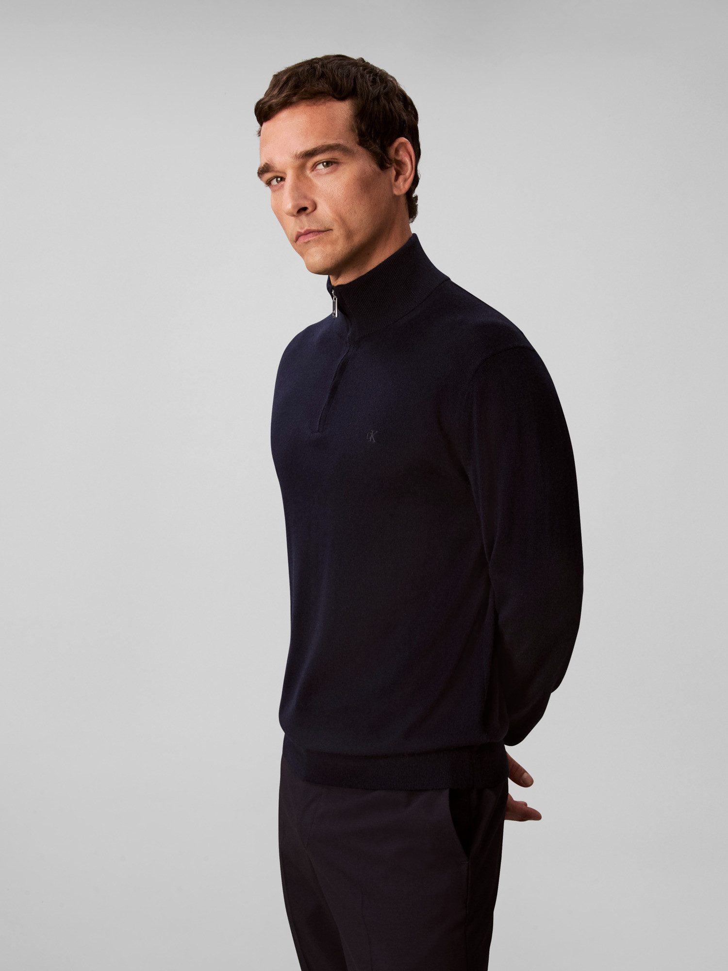 Calvin Klein Stehkragenpullover LS 100% MERINO QZ 14GG Mit Rundhalsausschni günstig online kaufen