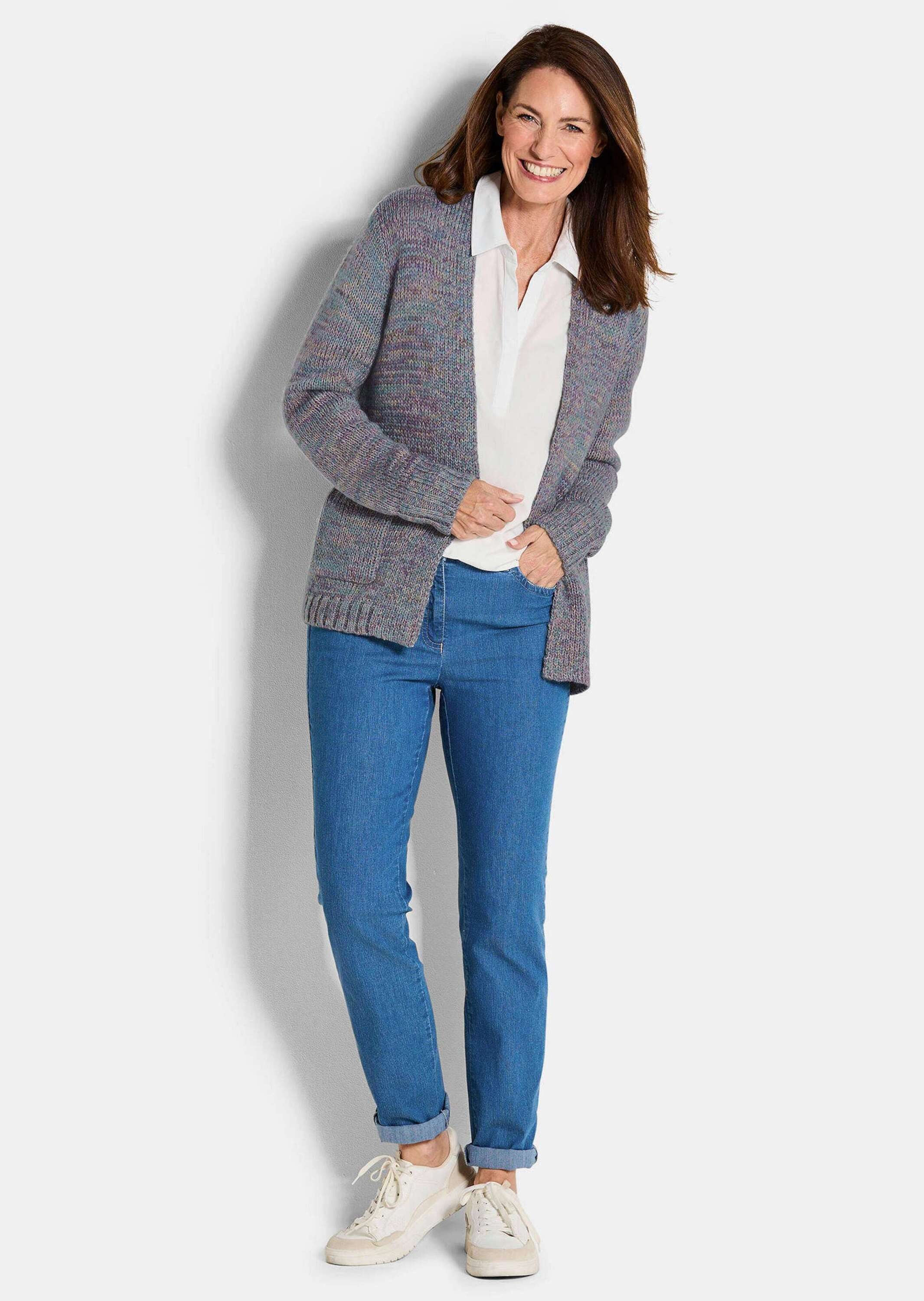 GOLDNER Strickjacke Kurzgröße: Langarm Melange-Cardigan, flauschig Weiche J günstig online kaufen