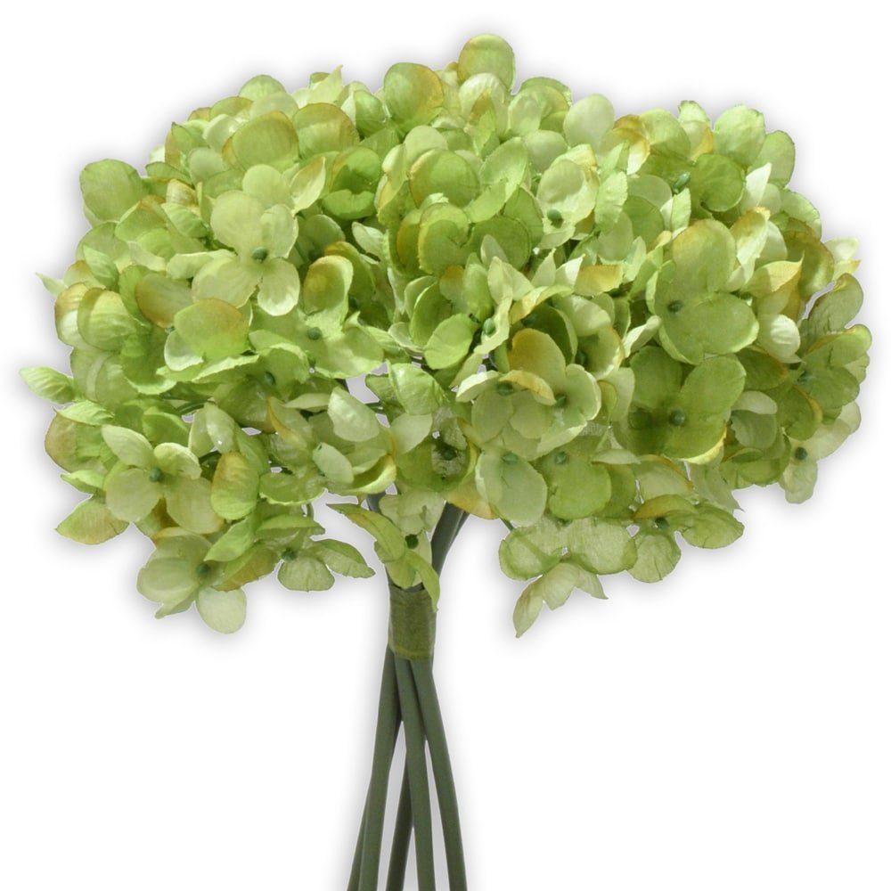 Kunstblume Hortensien Kunstblumen 5 Stk im Bund 25 cm grün Hortensien, matches21 HOME & HOBBY, Höhe 25 cm, Indoor