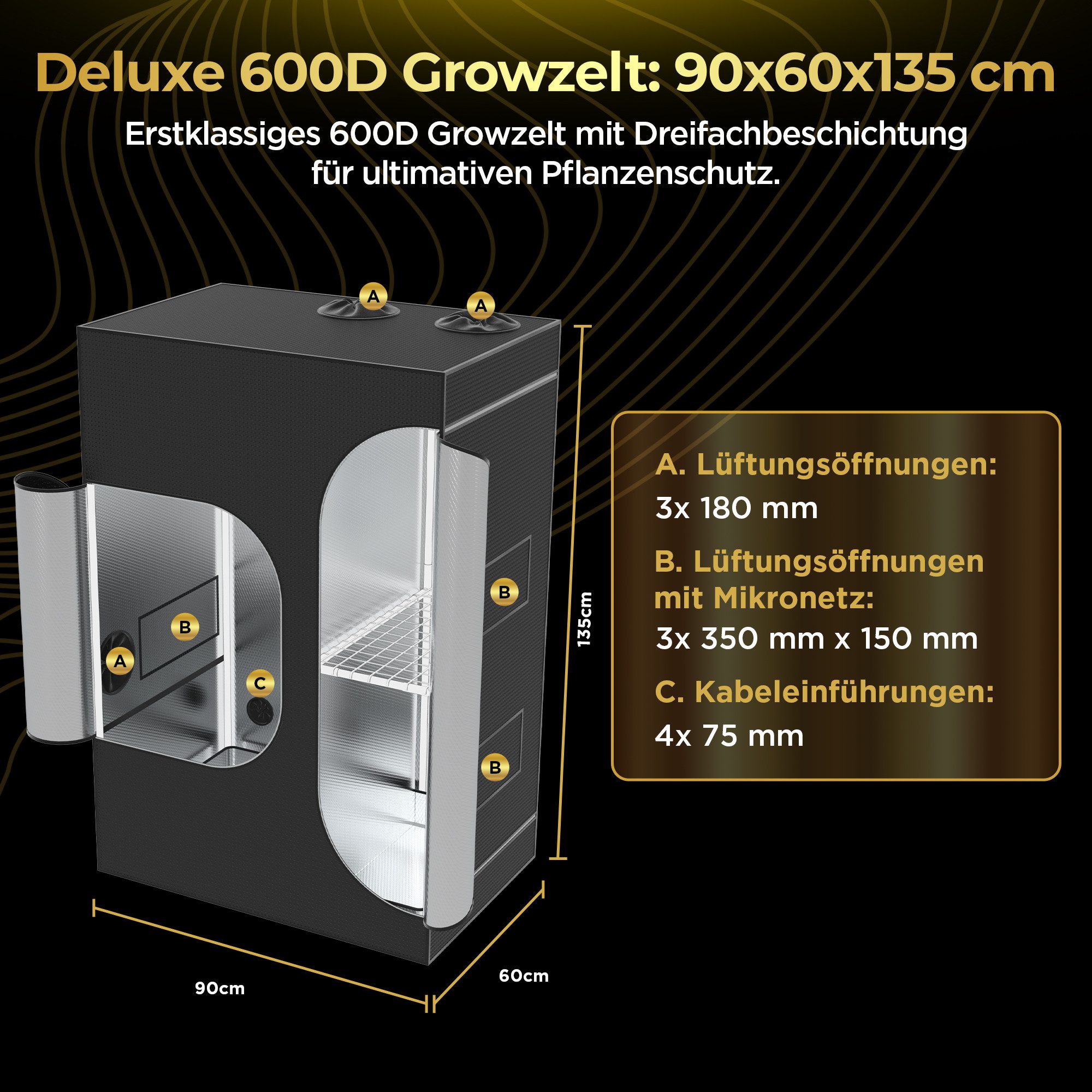 THE HOOKAH Gewächshaus Gewächshaus Grow Box Zelt Growbox Growschrank Growzelt Zuchtschrank