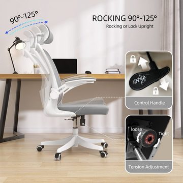 AUFUN Bürostuhl Ergonomischer Drehstuhl mit 3D Arllehnen & verbtellbarer Kipfstiitze (150kg)