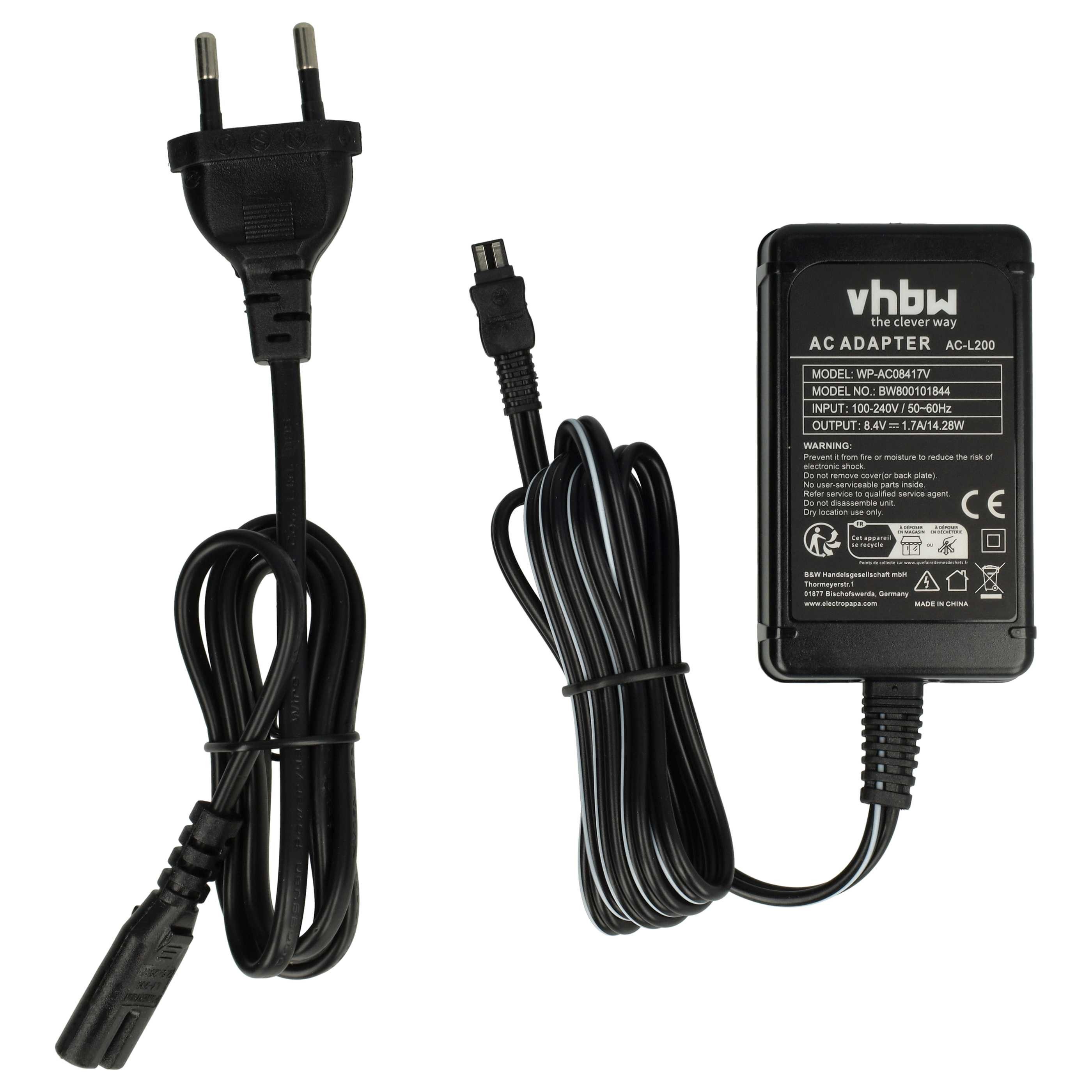 vhbw Ersatz für Sony AC-L20, AC-L25, AC-L25A, AC-L200, AC-L200A, AC-L20A, A Netzteil (Netzstecker-Adapter für Ihre Digitalkamera, Videokamera, Zuverlässige) – Bild 3 von 5