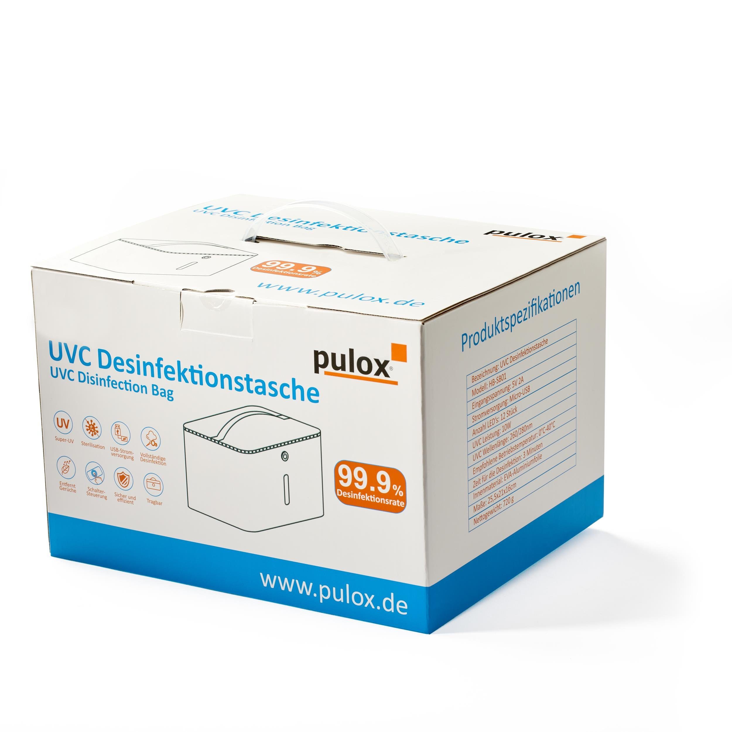 zu pulox UVC-Desinfektionsgerät der 99,9% Desinfektionstasche Bakterien und Viren bis eliminiert