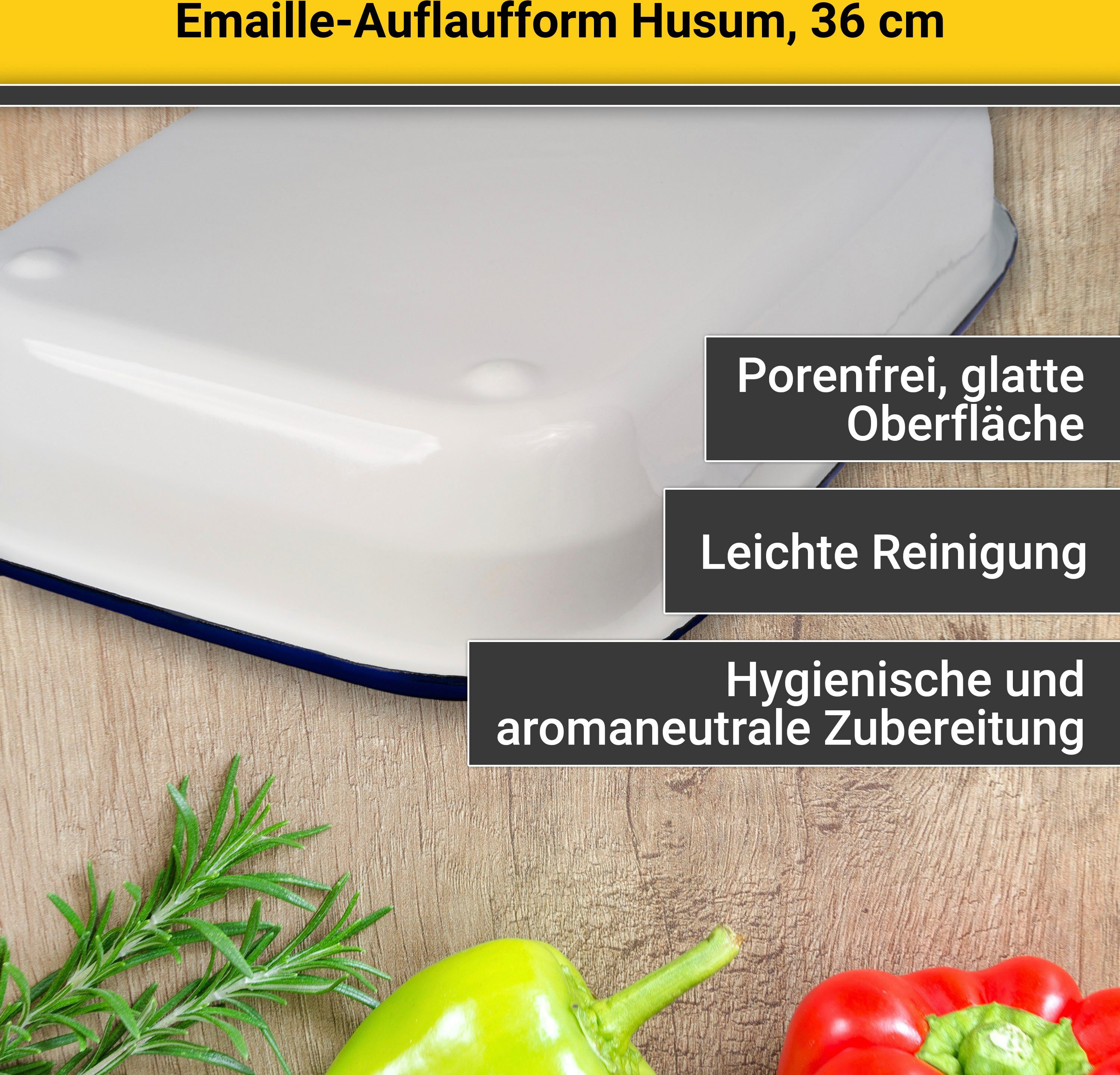 Husum, Auflaufform Emaille, Krüger 36 cm