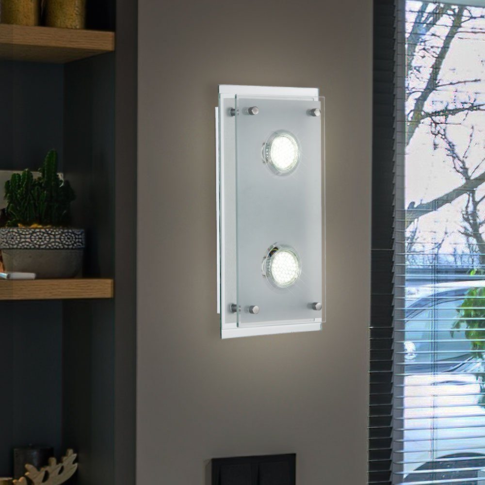 etc-shop LED Wandleuchte, Leuchtmittel inklusive, Wandleuchte und LED Glas 6 Lampe IP22 Chrom klar Watt Warmweiß, Decken