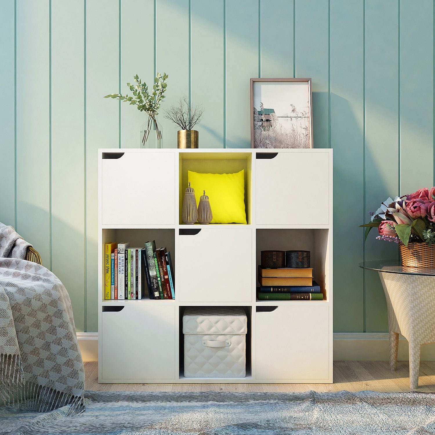 Mondeer Bücherregal Bücherschrank, Aufbewahrungsregal, 9 Fächer günstig online kaufen