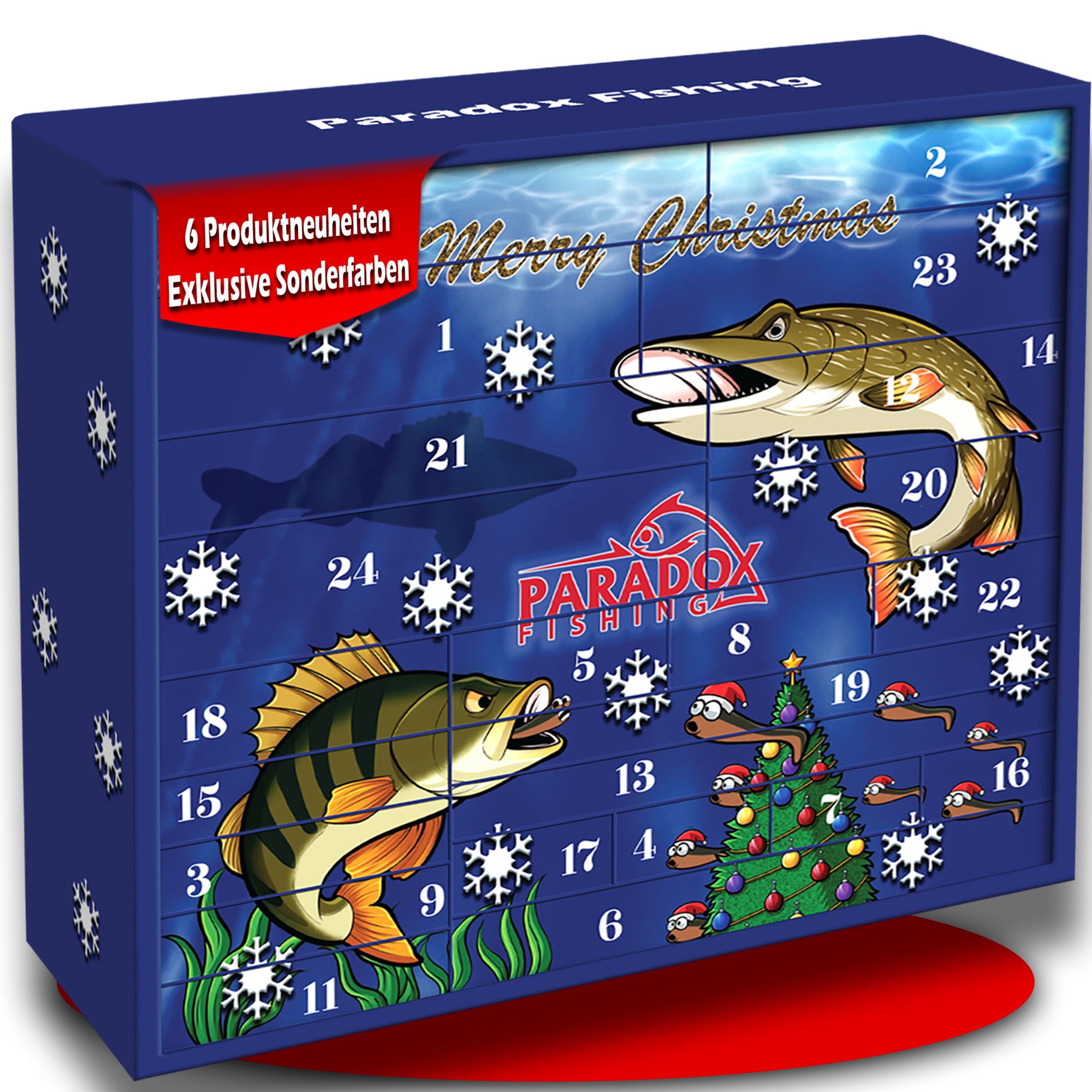 Paradox Fishing Adventskalender Raubfisch Angel Adventskalender 2025, 6 Produktneuheiten und 5 exklusive limitierte Sonderfarben