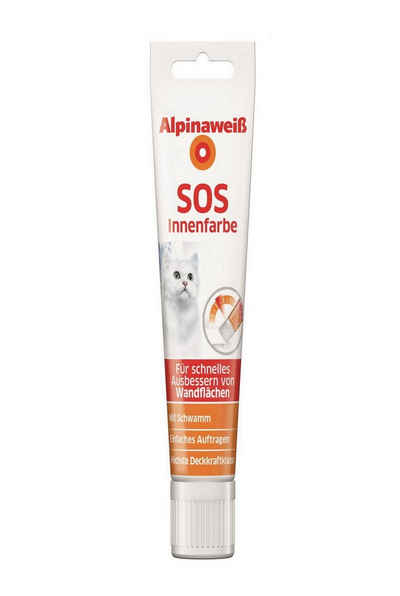 *Alpina* Wandfarbe Alpinaweiß SOS Innenfarbe 100 ml Tube mit Schwamm
