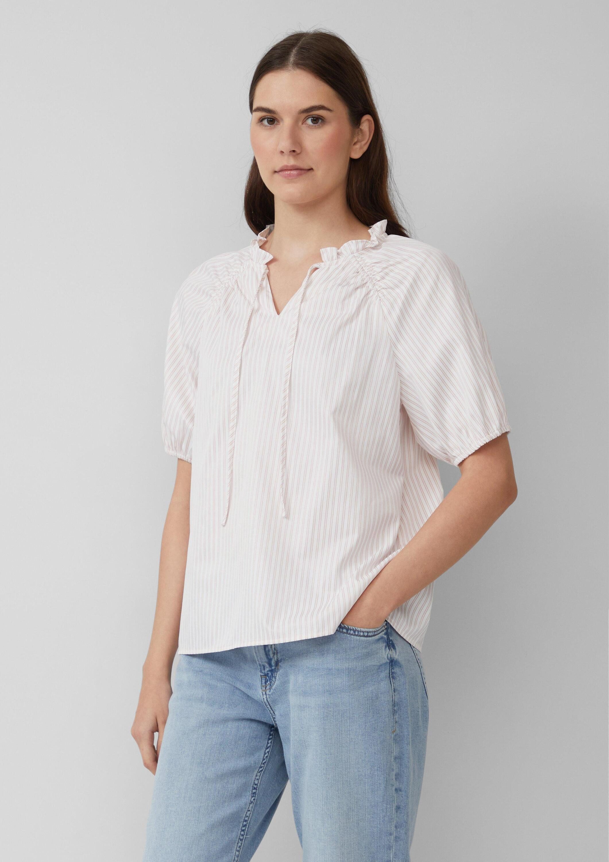 s.Oliver Kurzarmbluse Bluse Bluse im Relaxed Fit mit Rüschenkragen günstig online kaufen