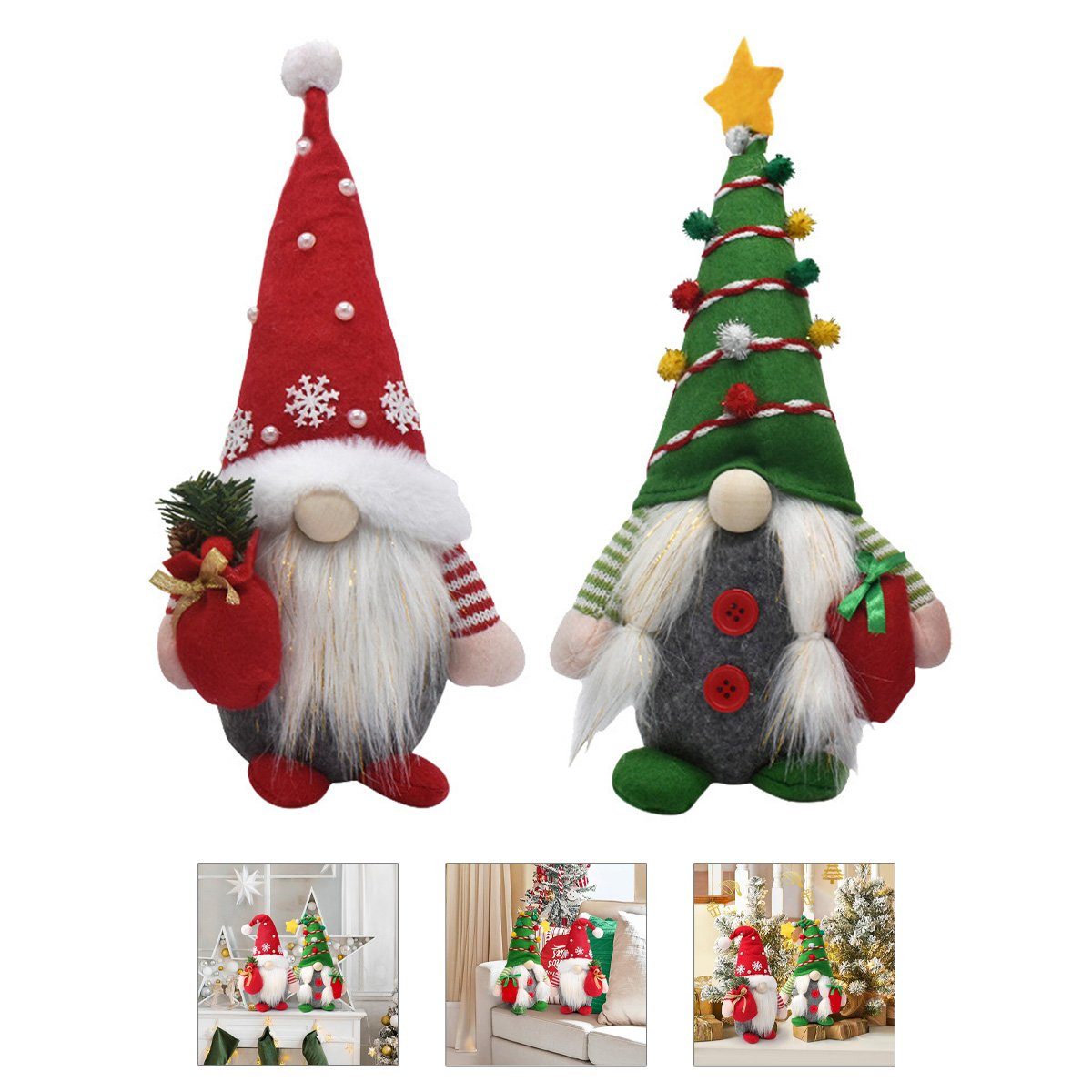 Weihnachtspuppen Welikera 2*Weihnachtszwerge, (2 31*16cm Weihnachtsdekoration St) Dekohänger