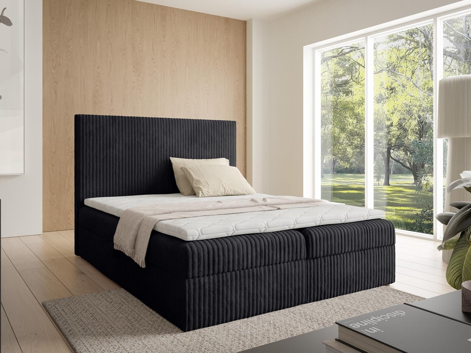 Compleo Boxspringbett Kontinentalbett mit zwei Bettkästen, Doppelbett (TOPSELLER, Bonellfederkernmatratze), Höhe des Kopfteils: 120 cm