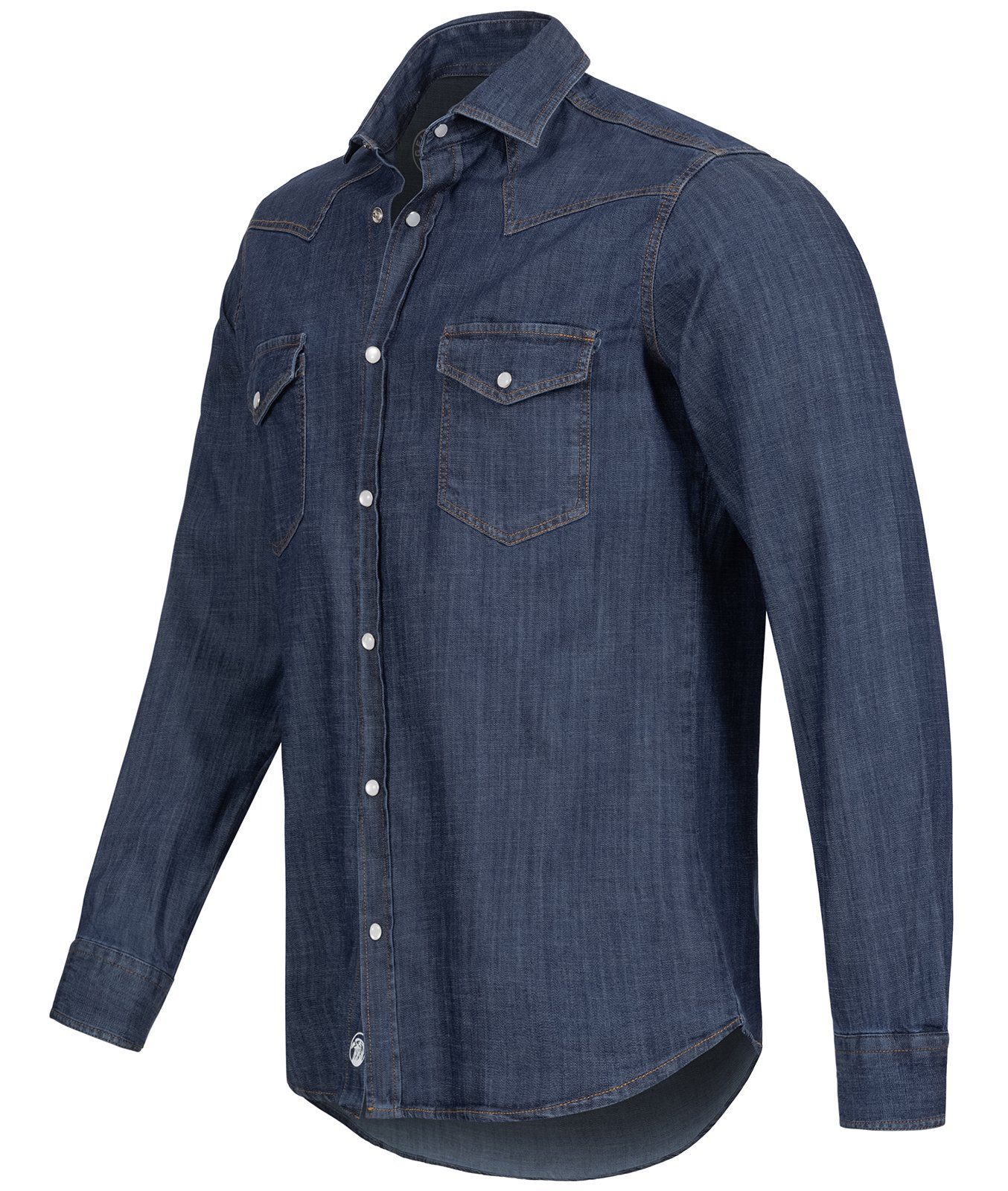 Gelverie Jeanshemd Herren Jeanshemd Dunkelblau GH-102