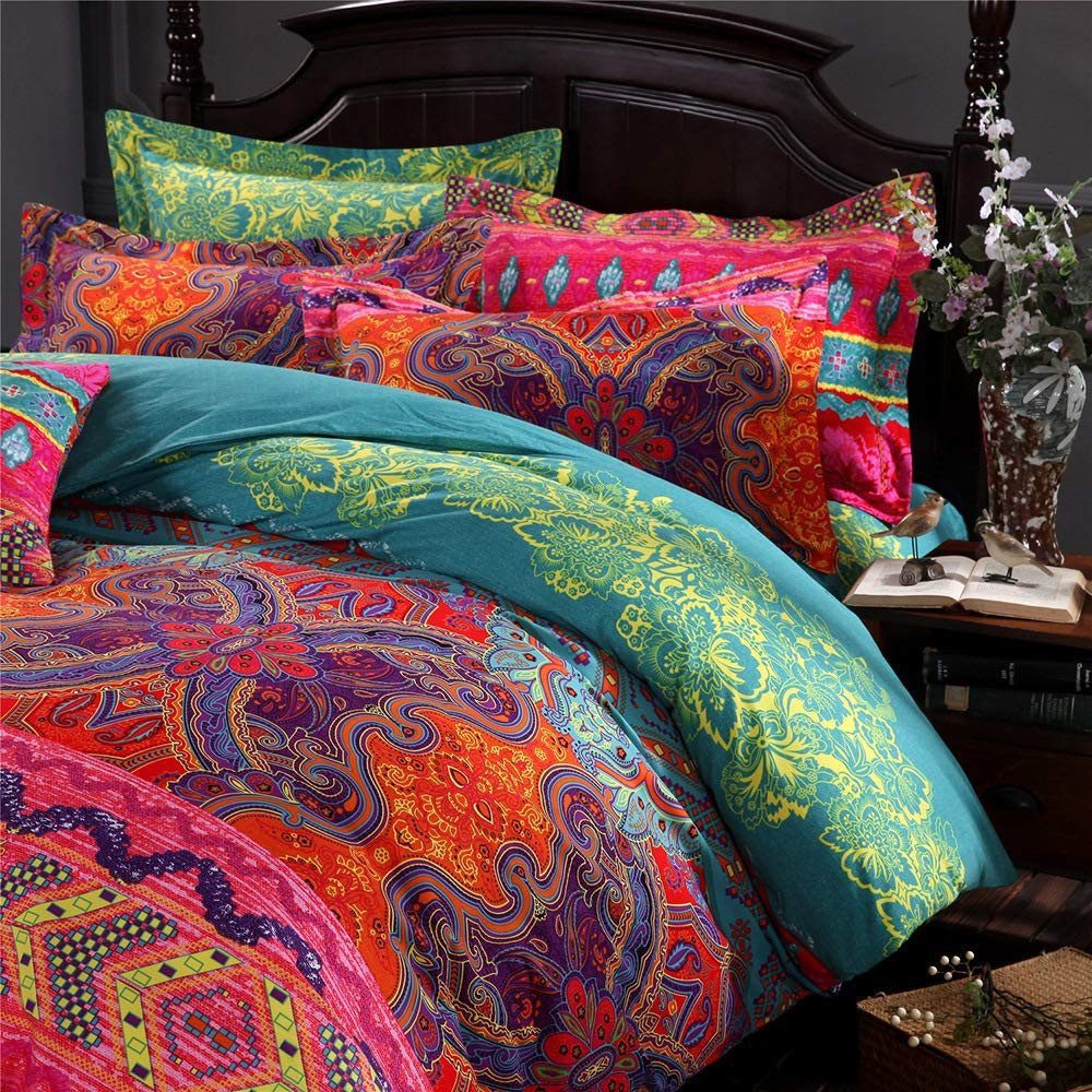 Zaewry Bettwäsche Bohemian Bettwäsche 135x200 cm 2-teiliges Set Renforce, 2 teilig, Reißverschluss Vintage Bettbezug und 1 Kissenbezug 51x76cm – Bild 3 von 5