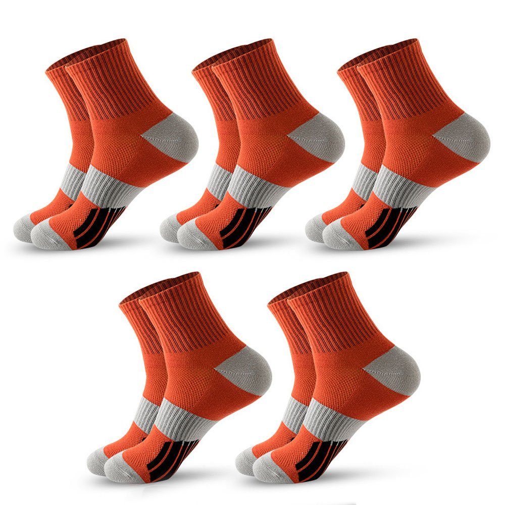 (5-Paar) Mid-Tube und Männer Frauen, Orange Sportsocken, Socken für 5 Paar Sneakersocken Socken Dekorative
