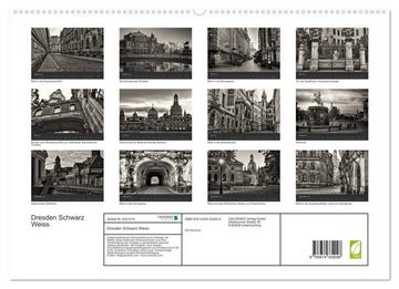 CALVENDO Wandkalender Dresden Schwarz Weiss 2023 (Premium, hochwertiger DIN A2 Wandkalender 2023, Kunstdruck in Hochglanz)