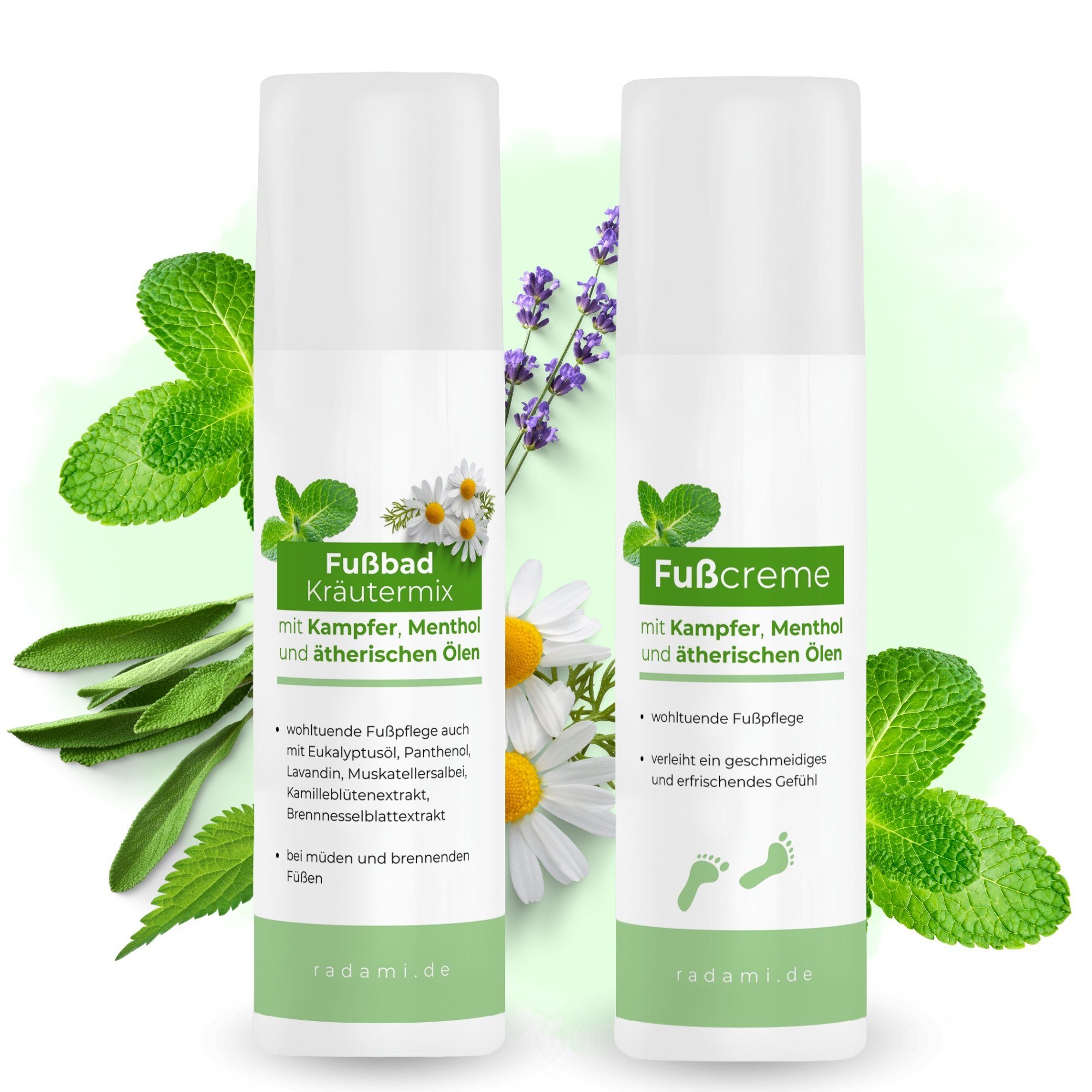 Fußcreme Fußpflege Set Fuß Creme mit ätherischen Ölen und Fußbad