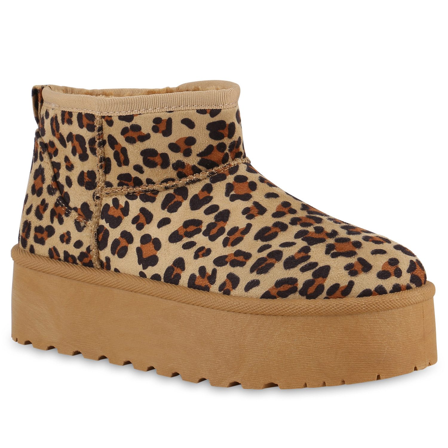 VAN HILL 21644236 EM TO-27-902 Damen Stiefeletten Leopard 36 Winterstiefelette Damen Warm Gefüttert Winter Boots Stiefeletten Profil-Sohle