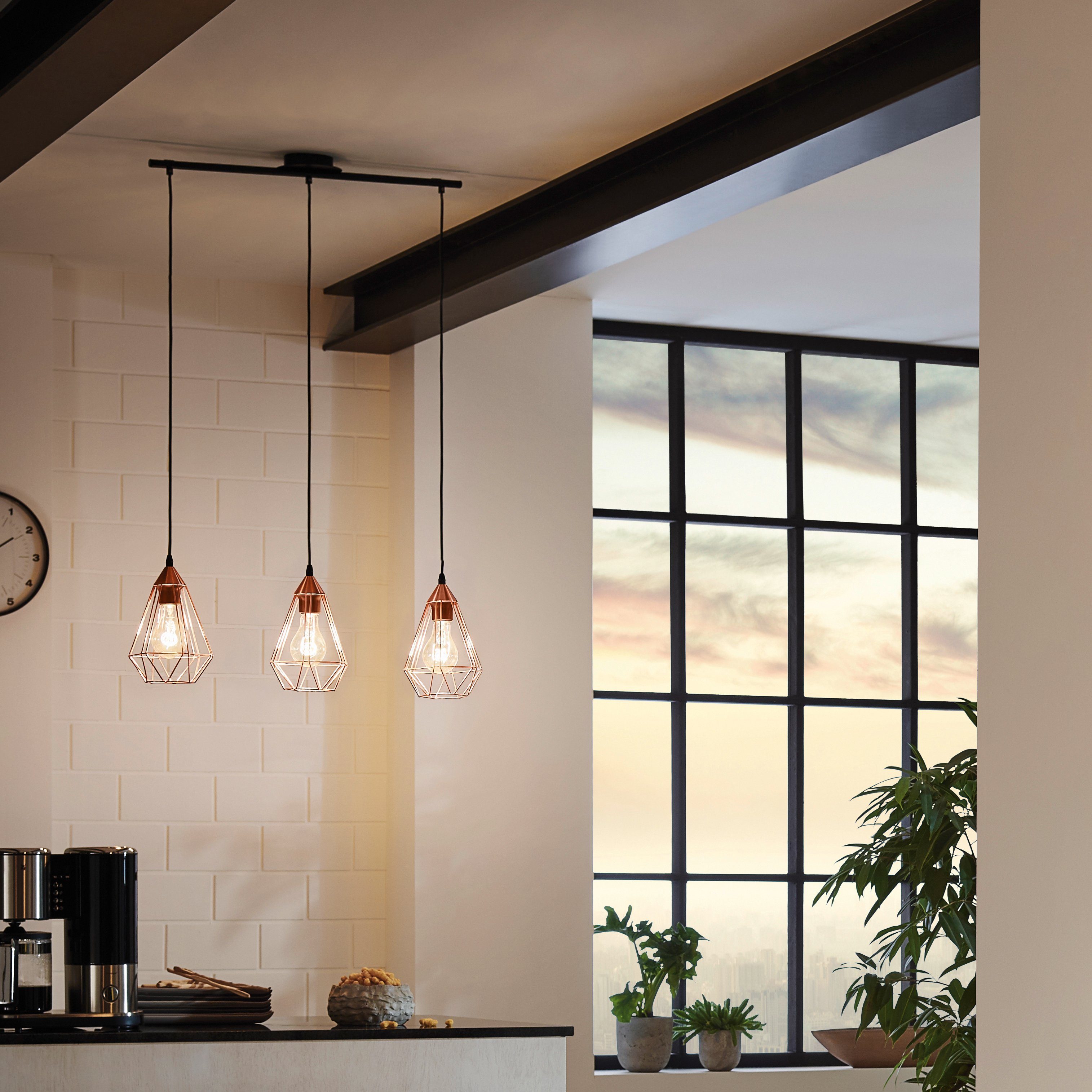 EGLO Hängeleuchte TARBES Pendellampe, Stahl, IP20, E27, Vintage, Esstischlampe, Lampe, ohne Leuchtmittel, Hängelampe, Vintage, Retro, Industrial, Esszimmerlampe, E27