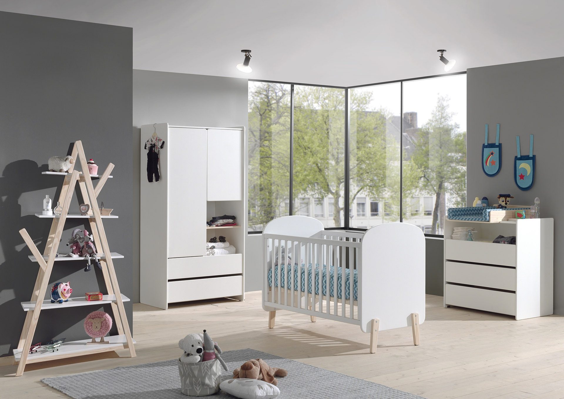 Babymöbel-Set Kiddy Babyzimmer Auswahl aus Wickelkommode, Regal und Schrank