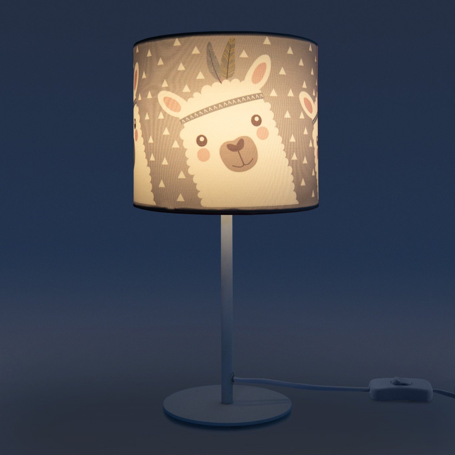 Paco Home Tischleuchte LED Kinderlampe Lama-Motiv, E14 Lampe ohne Kinderzimmer 214, Tischleuchte Ela Leuchtmittel, Mit
