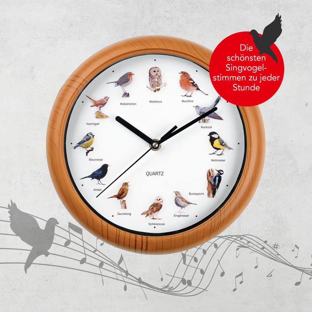 EASYmaxx Wanduhr EASYmaxx Wanduhr mit 12 Vogelstimmen (12 Singvogelstimmen) – Bild 2 von 5