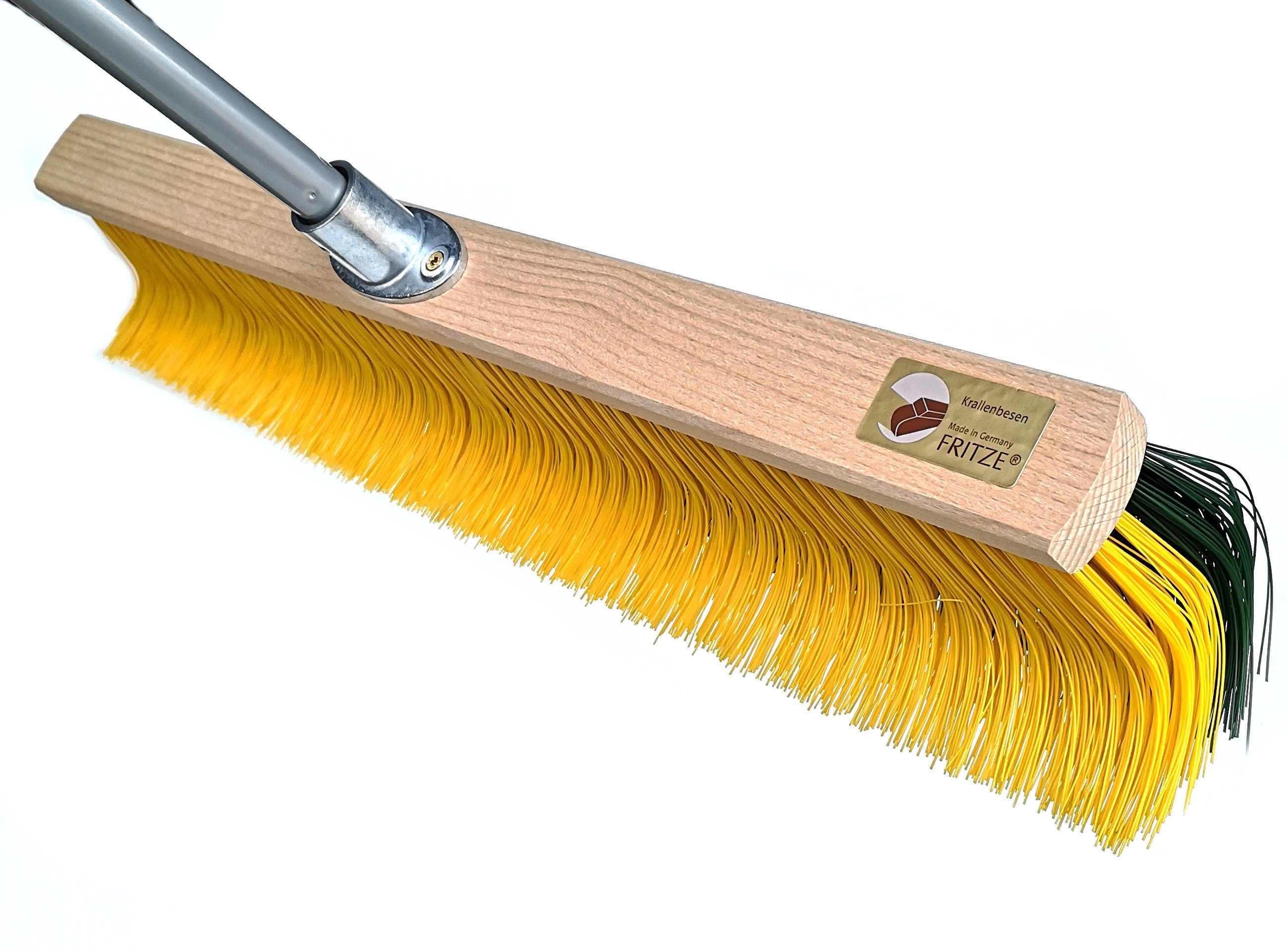 Fritze® Straßenbesen Krallenbesen XL Premium 65 cm (Besenholz natur) - Stiel 150 cm, Alle Außenbereiche