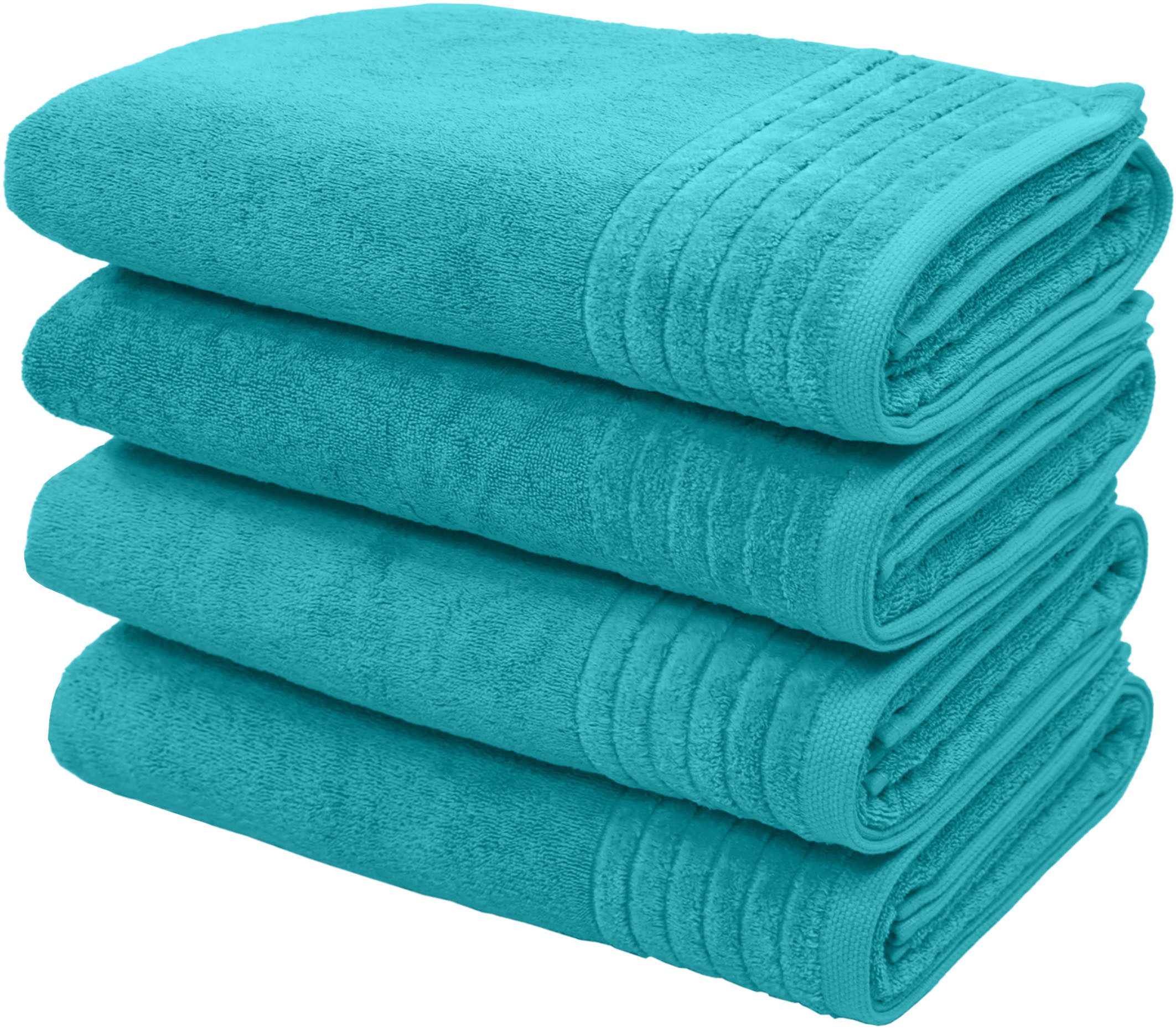 my home Duschtücher Sanremo Premium, Premium Handtücher, 600 gr/m², 70x140cm, Frottier (Set, 4-St), mit Bordüre, flauschig und weich, dicke Qualität, 5 Jahre Garantie