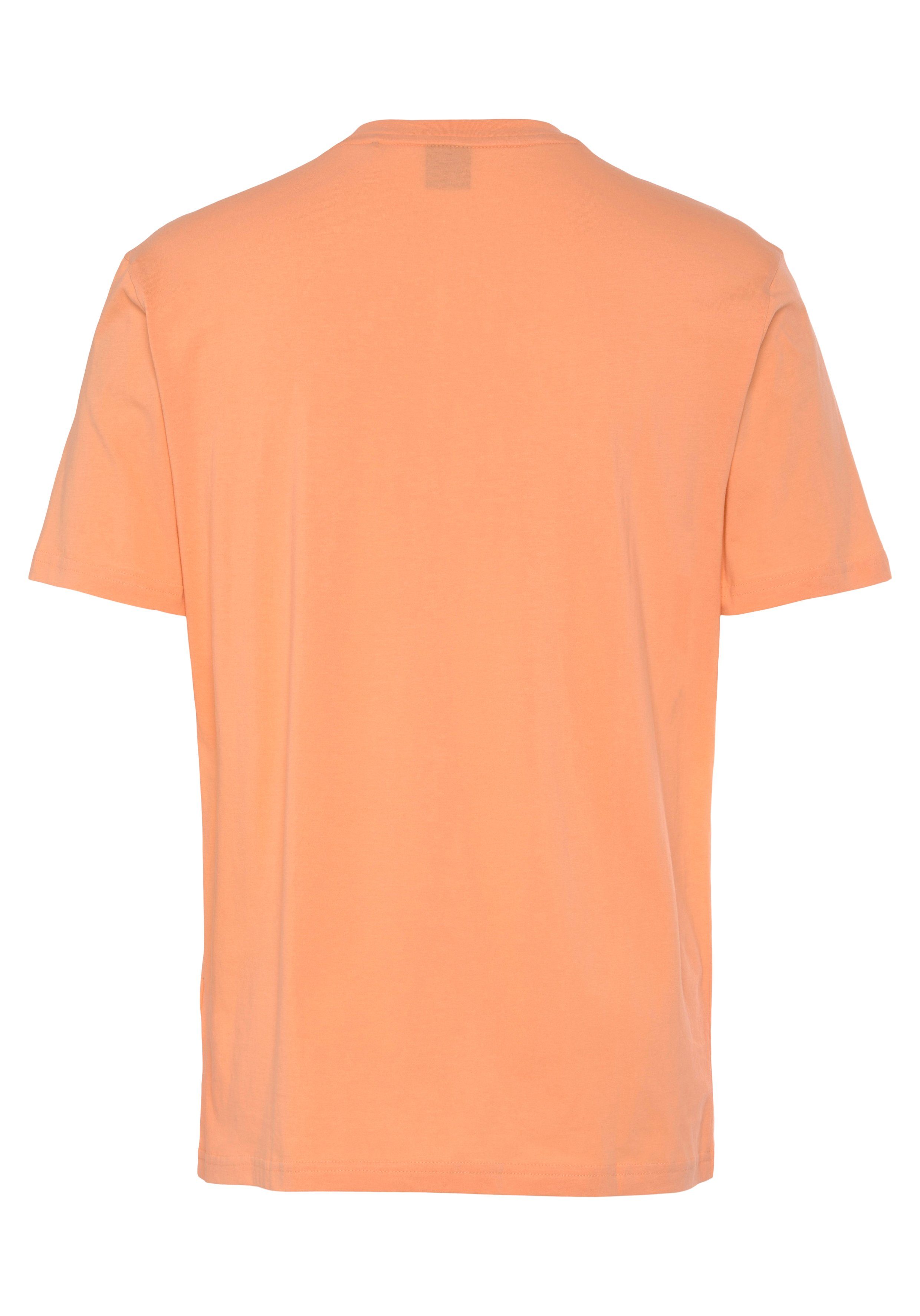 1 Kurzarmshirt BOSS Thinking light/pastell_orange833 Logoschriftzug-Frontprint ORANGE (1-tlg) mit