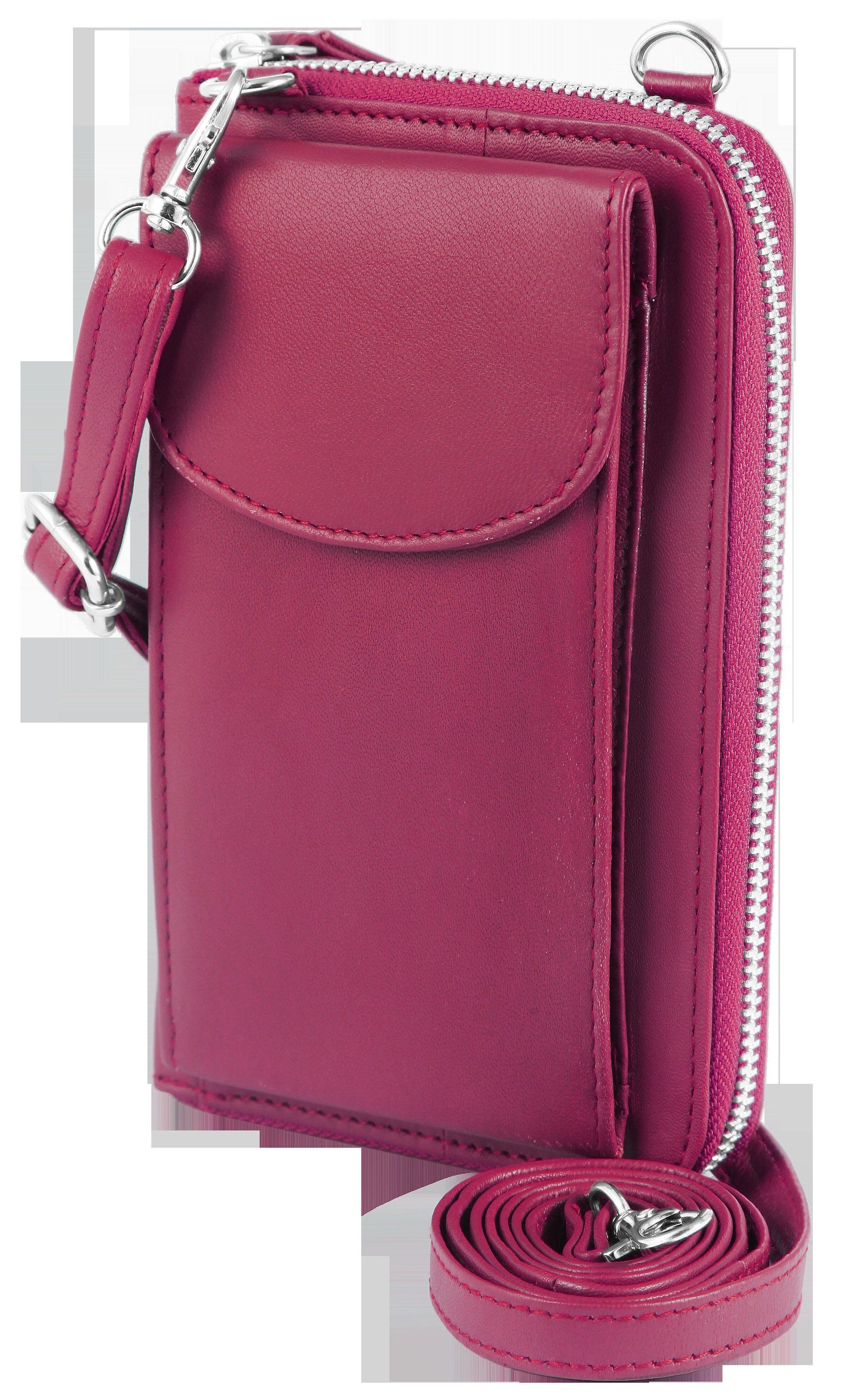 Echtleder Handyumhängetasche (einzeln) AKZENT Geldbörse Pink mit aus Mirna Handytasche