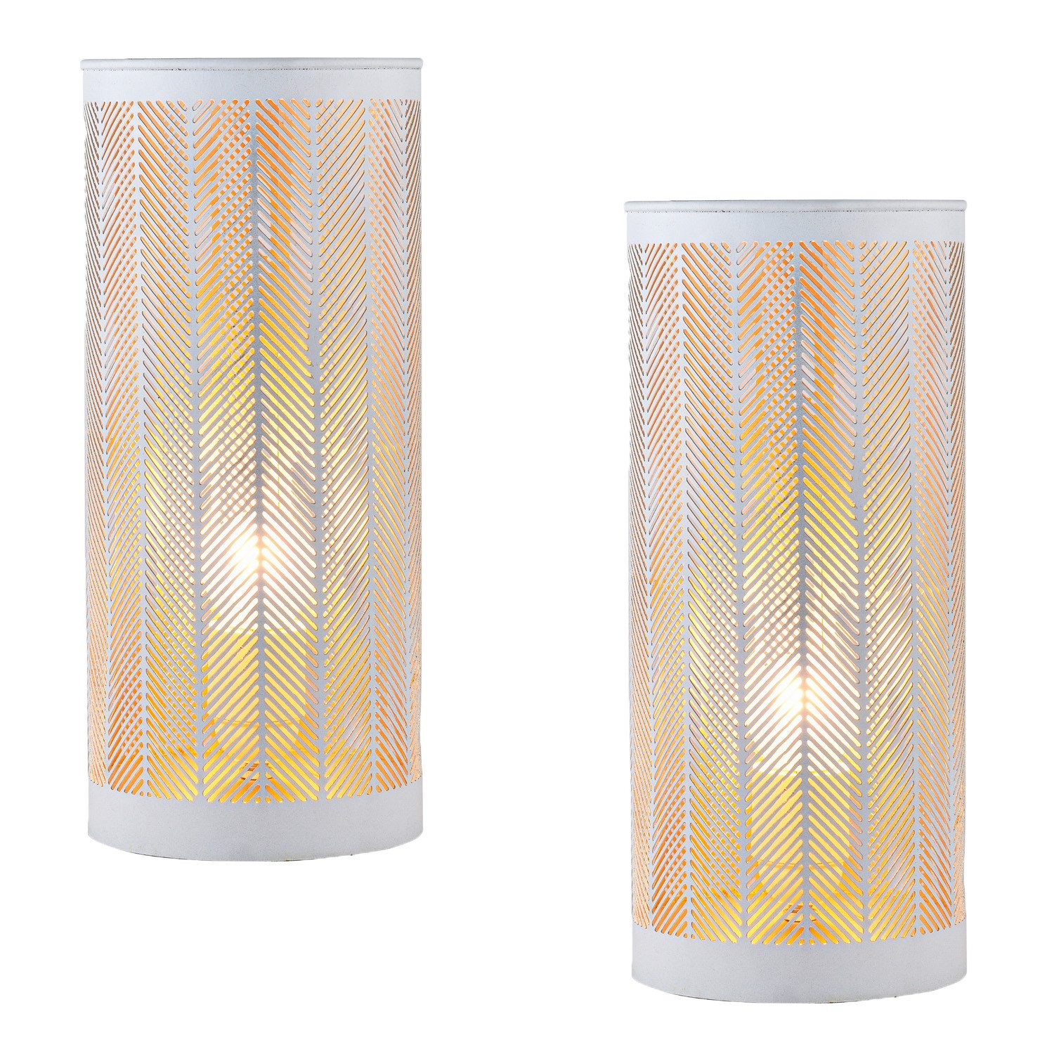Stehlampe 2er Set Boho Deko Nachttischlampe Tischlampe Lampe Aigna Klein Weiss