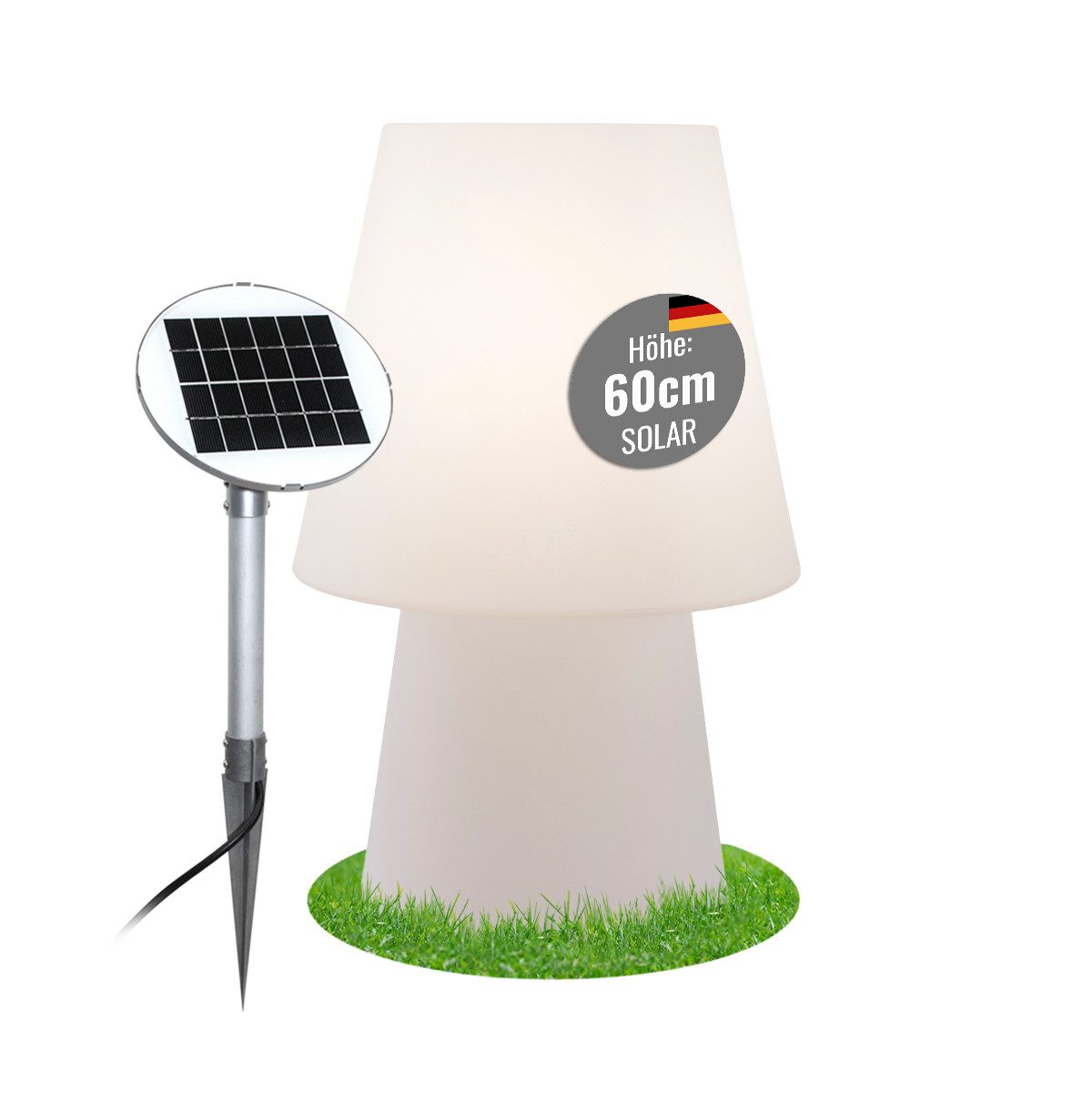 8 seasons design LED Stehlampe Stehlampe No. 1 Solar 60 cm / weiss / SOLAR, LED fest integriert, warmweißes Licht, 60cm, Solarpanel, Dämmerungssensor, Solarlampe