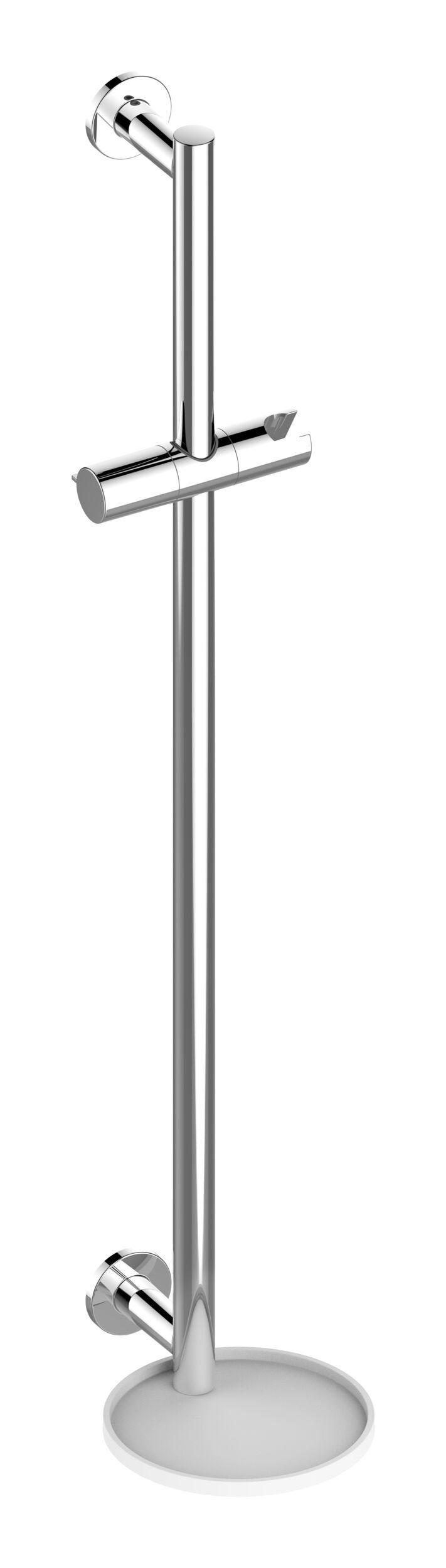 Keuco Duschstange IXMO, Brausestange mit Ablage mit runder Rosette 855 mm - Verchromt / Weiß | Brausegarnituren