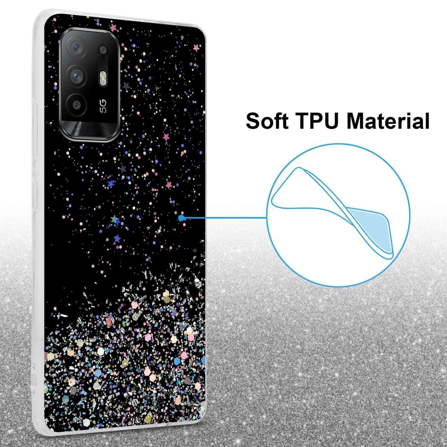 Cadorabo Handyhülle für Oppo A94 5G Hülle Oppo A94 5G, Flexible TPU Silikon Handy Schutzhülle - Hülle - mit Glitzer