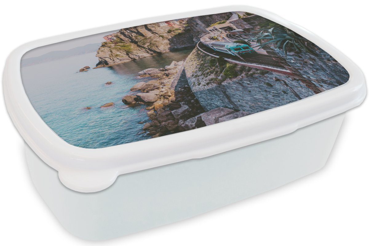 für - Brotbox und und Jungs weiß für - Lunchbox (2-tlg), Meer, Kunststoff, Brotdose, MuchoWow Zug Kinder Mädchen Erwachsene, Italien