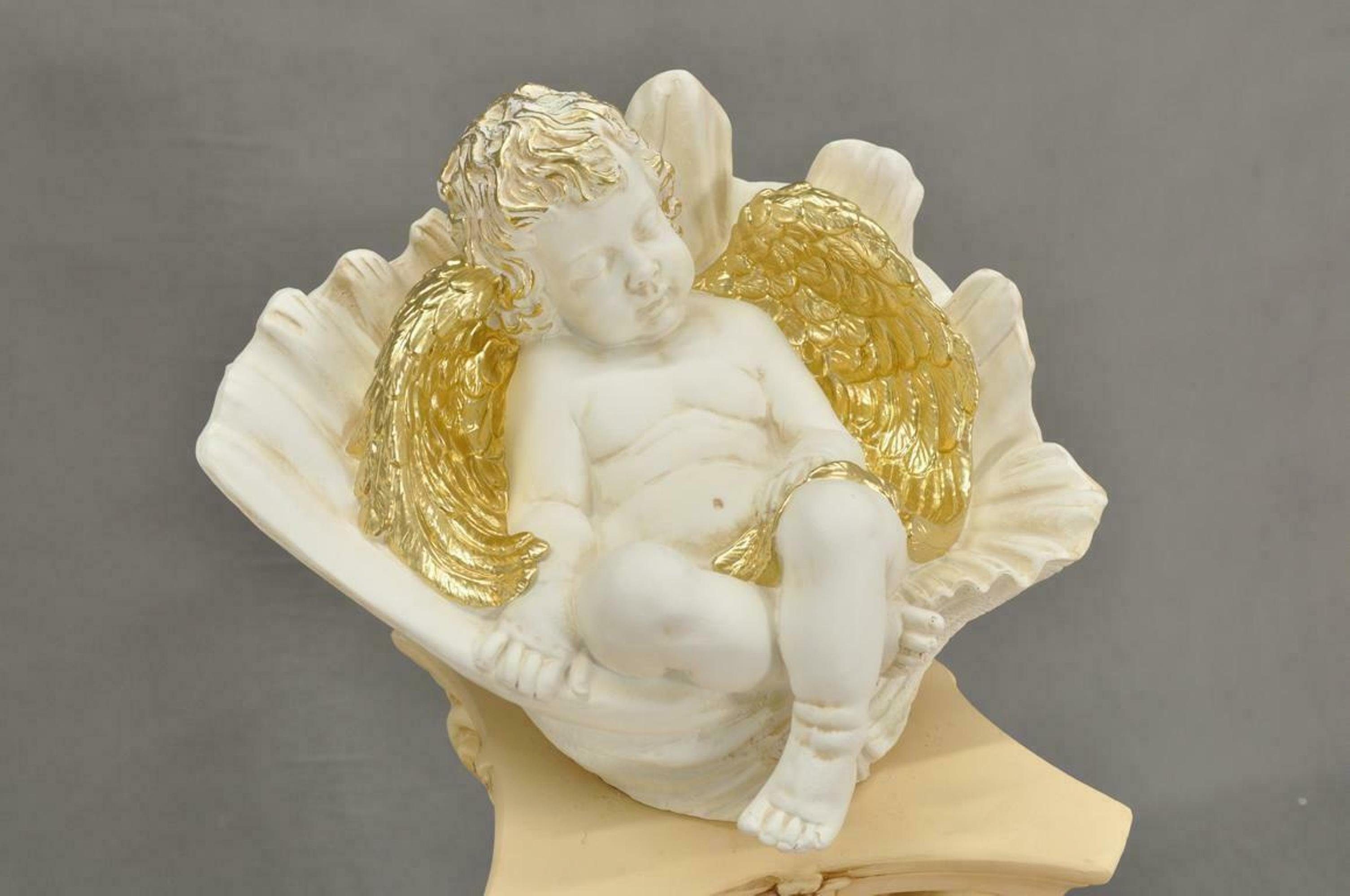 JVmoebel Engelfigur Figur Skulptur Engel in Muschel 33,5cm Skulpturen Statuen 0629, Made in Europa