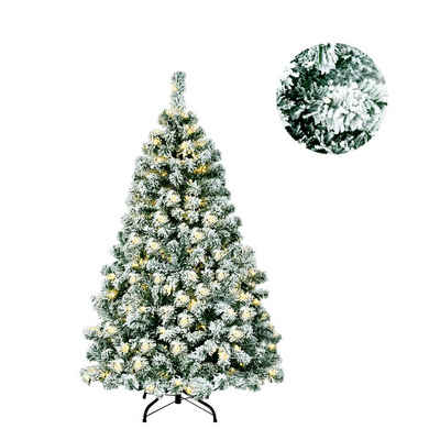 COSTWAY Künstlicher Weihnachtsbaum »Tannenbaum«, 135 cm, inkl. 400 Zweigspitzen mit Schnee, 200 warmweiße LED-Leuchten und Metallständer